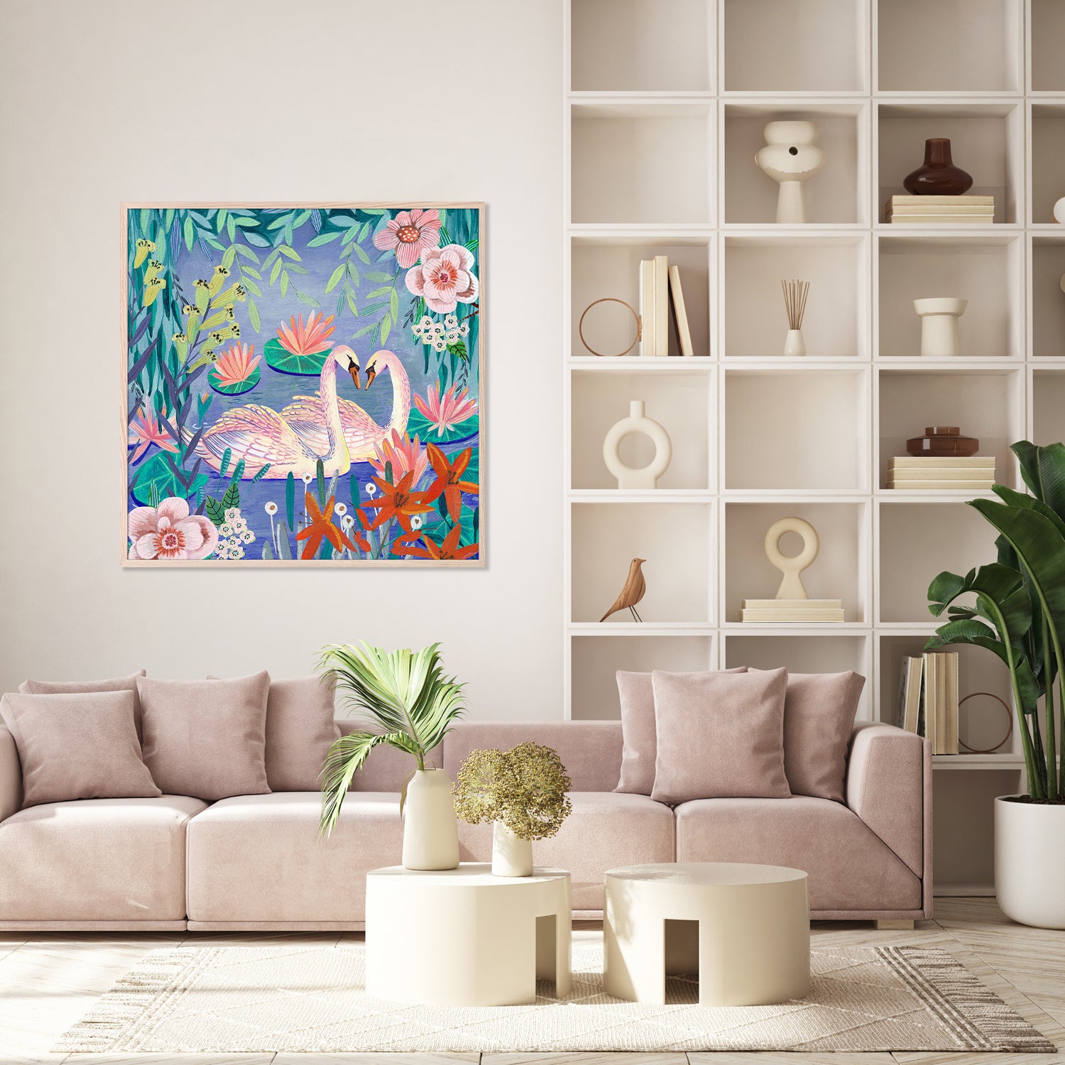 wall-art-print-canvas-poster-framed-Swans swimming in the pound-9