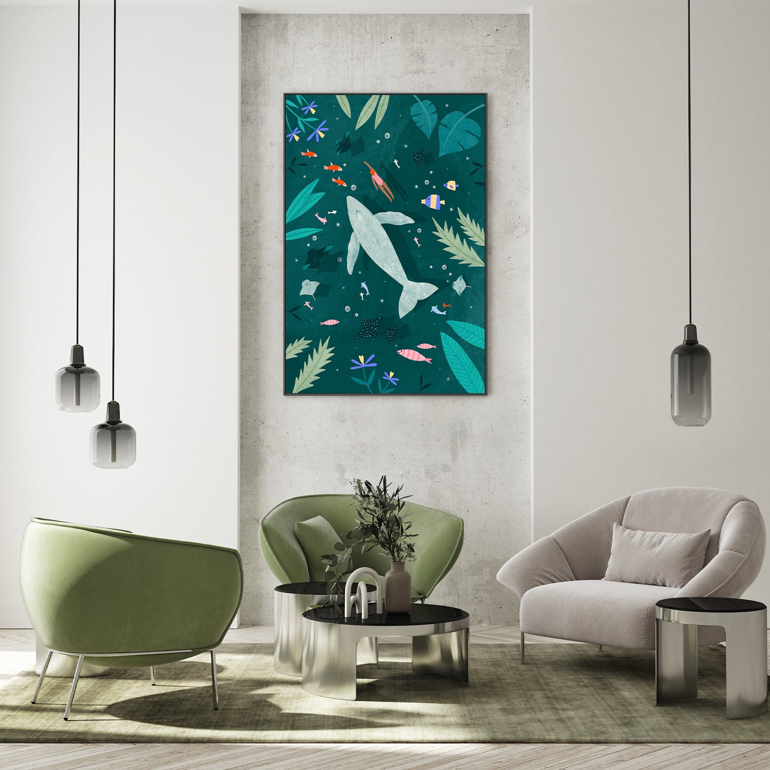 wall-art-print-canvas-poster-framed-Swimming with a Whale-7