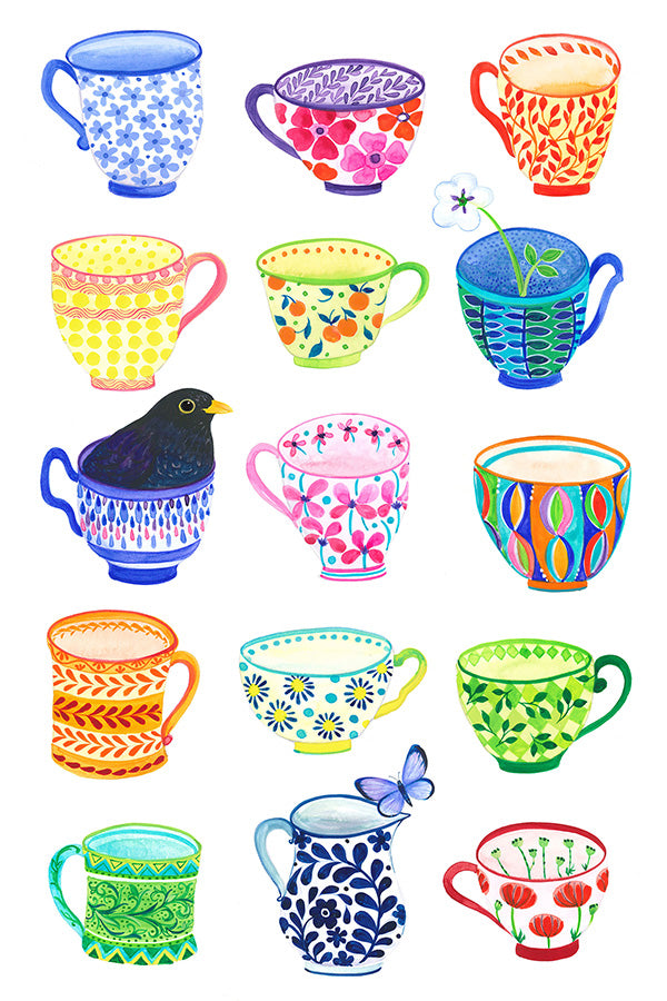 wall-art-print-canvas-poster-framed-Teacups and Blackbird-1