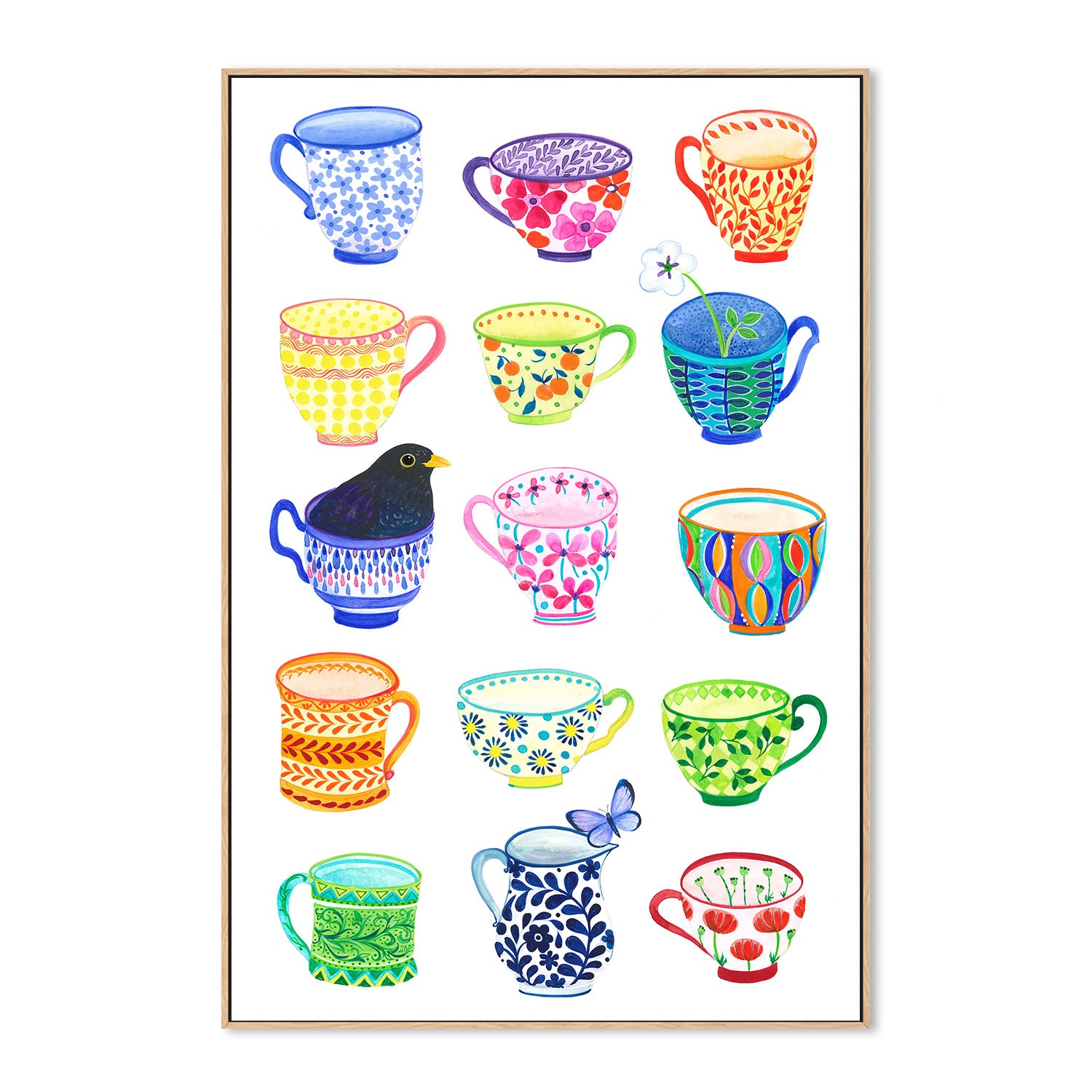 wall-art-print-canvas-poster-framed-Teacups and Blackbird-4