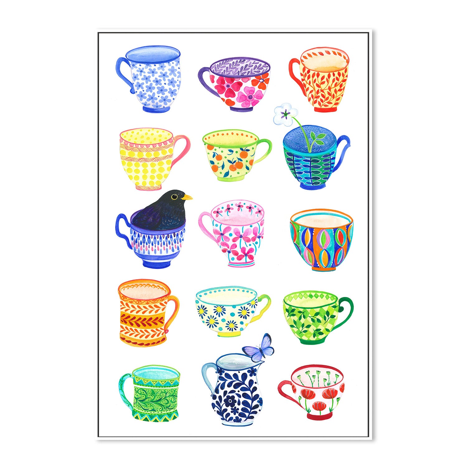 wall-art-print-canvas-poster-framed-Teacups and Blackbird-5