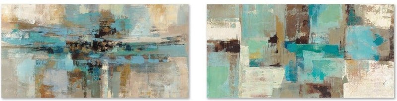 wall-art-print-canvas-poster-framed-Teal and Aqua Reflections, Set of 2-by-Silvia Vassileva-Gioia Wall Art