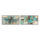 wall-art-print-canvas-poster-framed-Teal and Aqua Reflections, Set of 2-by-Silvia Vassileva-Gioia Wall Art