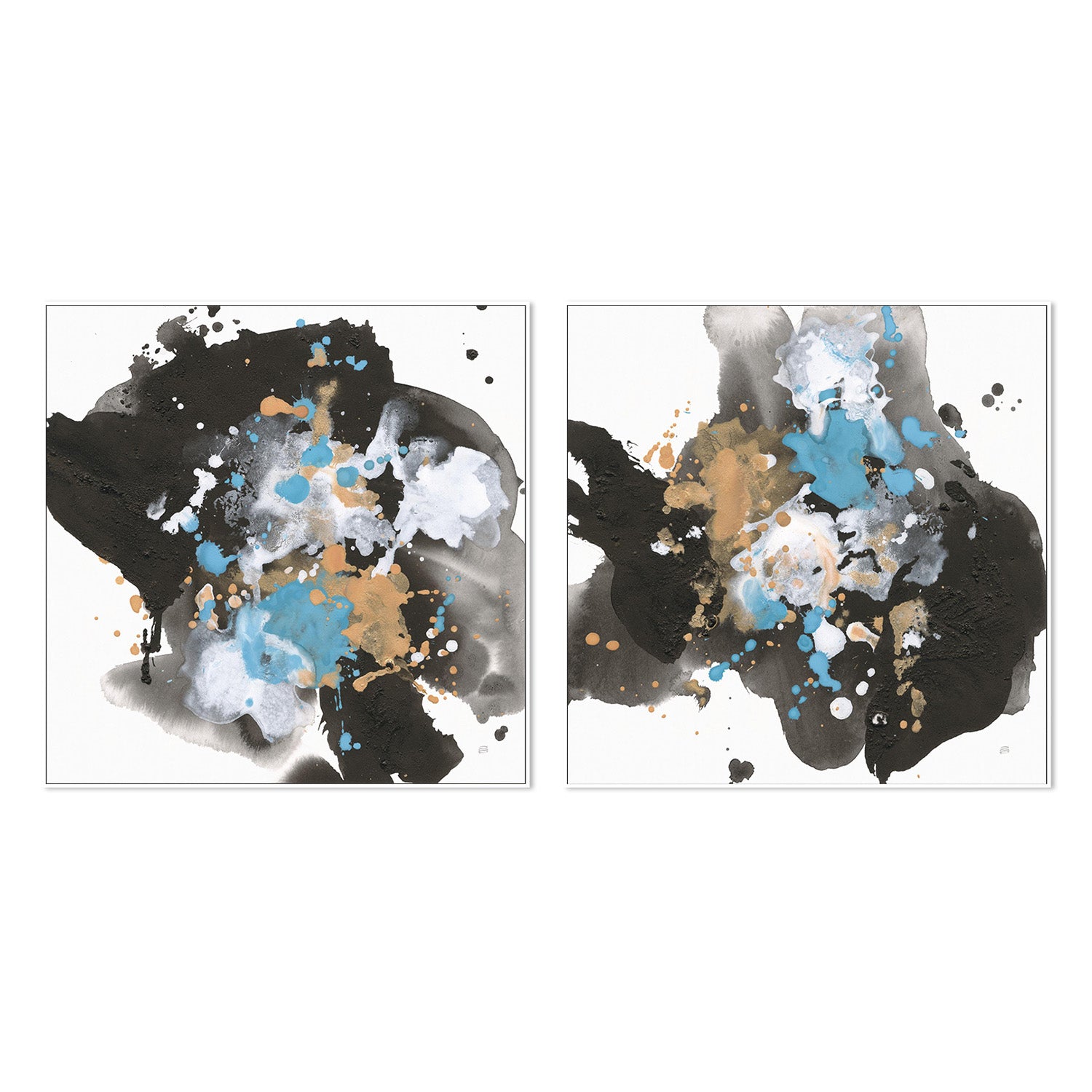 wall-art-print-canvas-poster-framed-Teal Chaos, Style A & B, Set Of 2-5