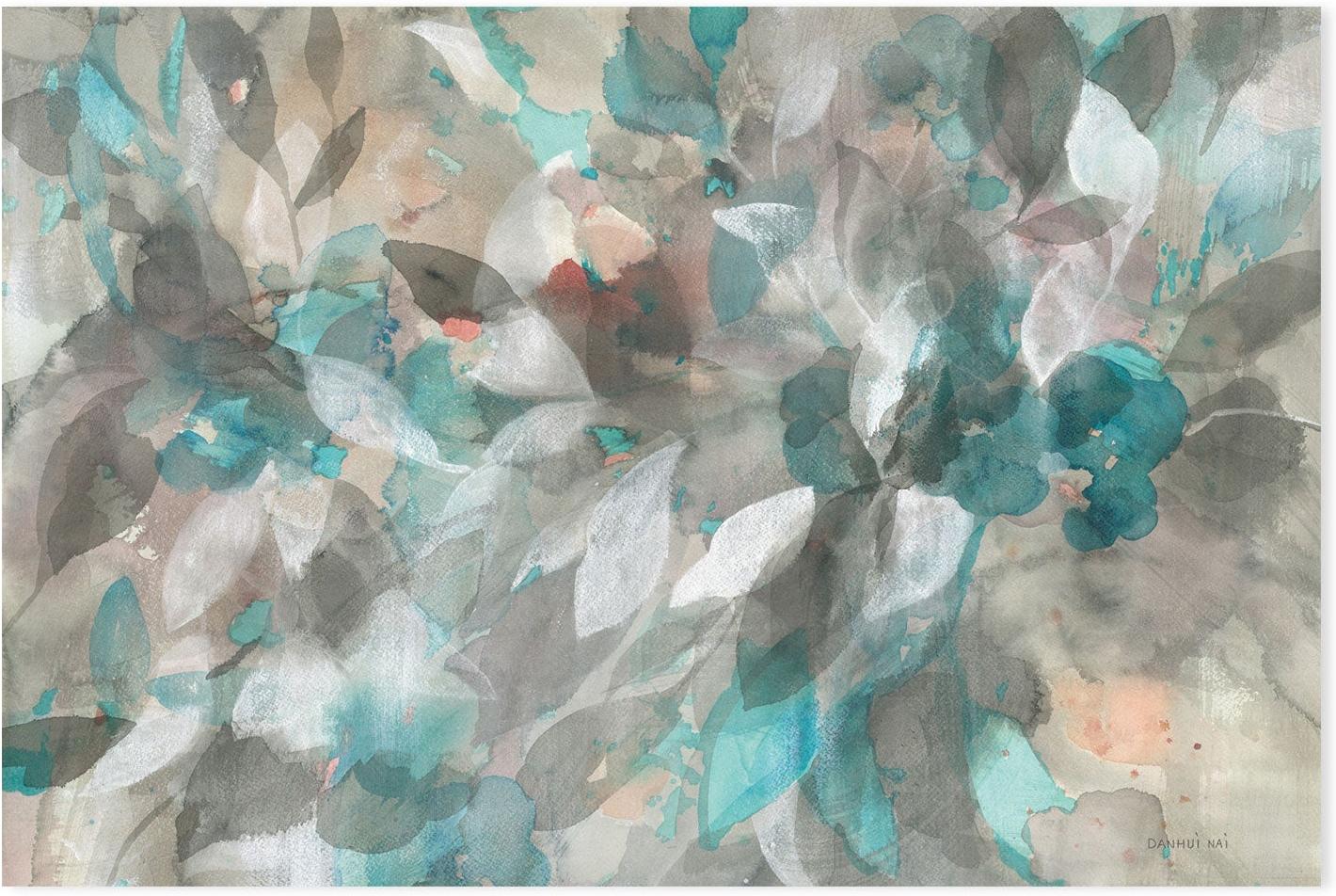 wall-art-print-canvas-poster-framed-Teal Flower Petals , By Danhui Nai-GIOIA-WALL-ART