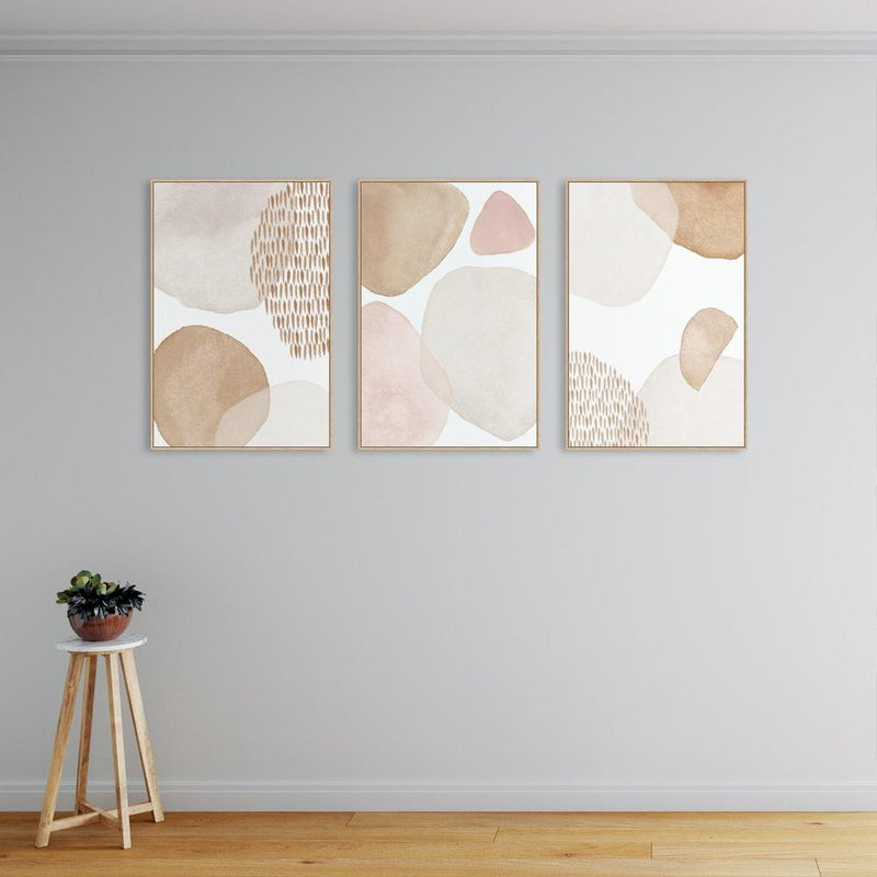 wall-art-print-canvas-poster-framed-Tender And Soft, Abstract Art, Watercolour Style, Set Of 3-by-Gioia Wall Art-Gioia Wall Art