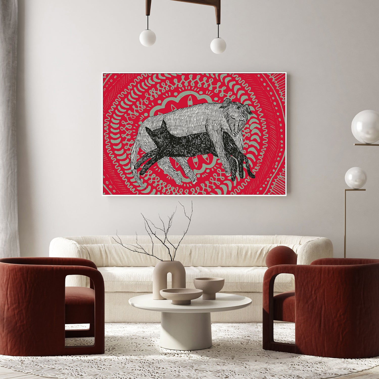 wall-art-print-canvas-poster-framed-The Cat and The Dog-7