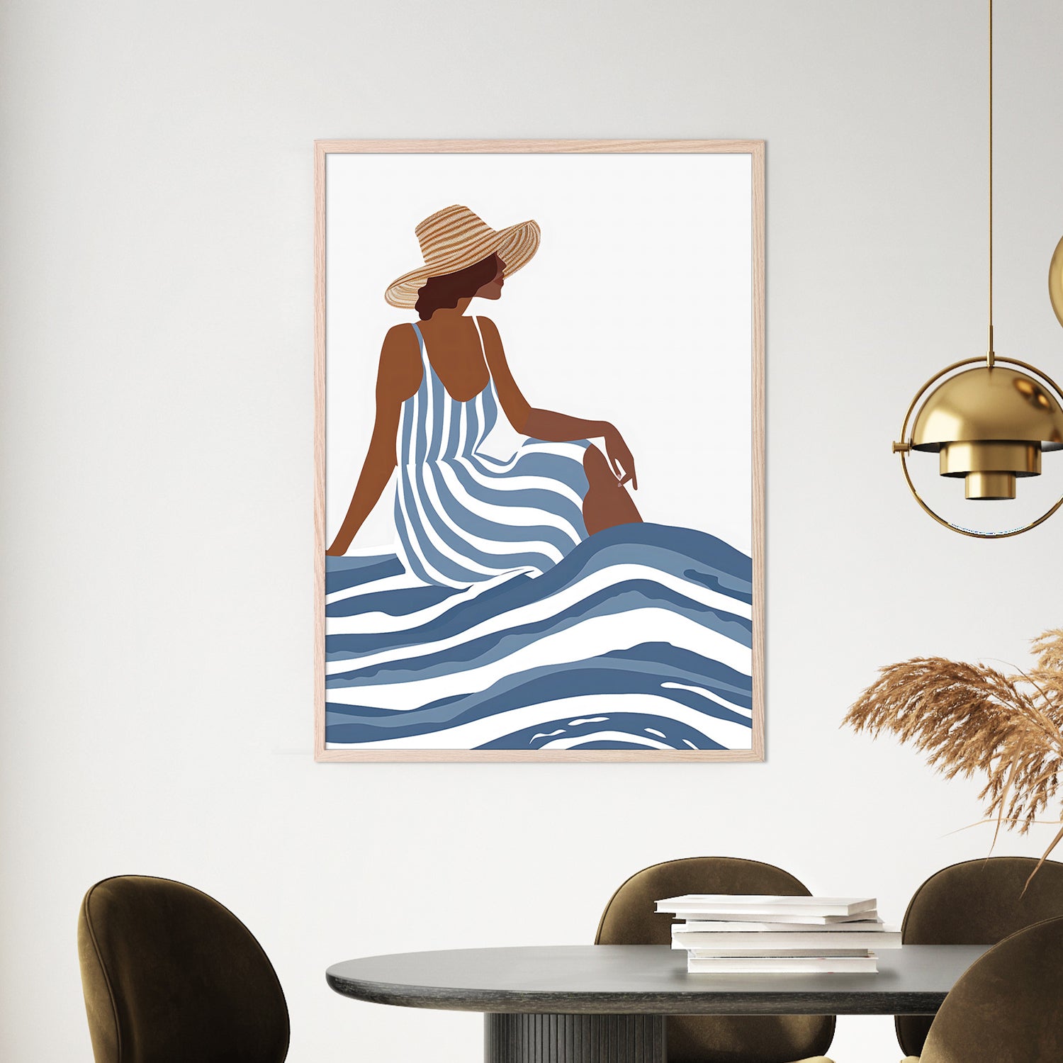 wall-art-print-canvas-poster-framed-The Girl In the Striped Dress-2