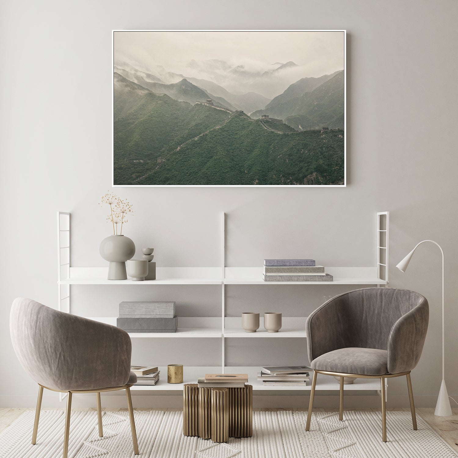 wall-art-print-canvas-poster-framed-The Great Wall of China and Mountains on a Foggy Day, Venerate , By Andrew Paranavitana-8