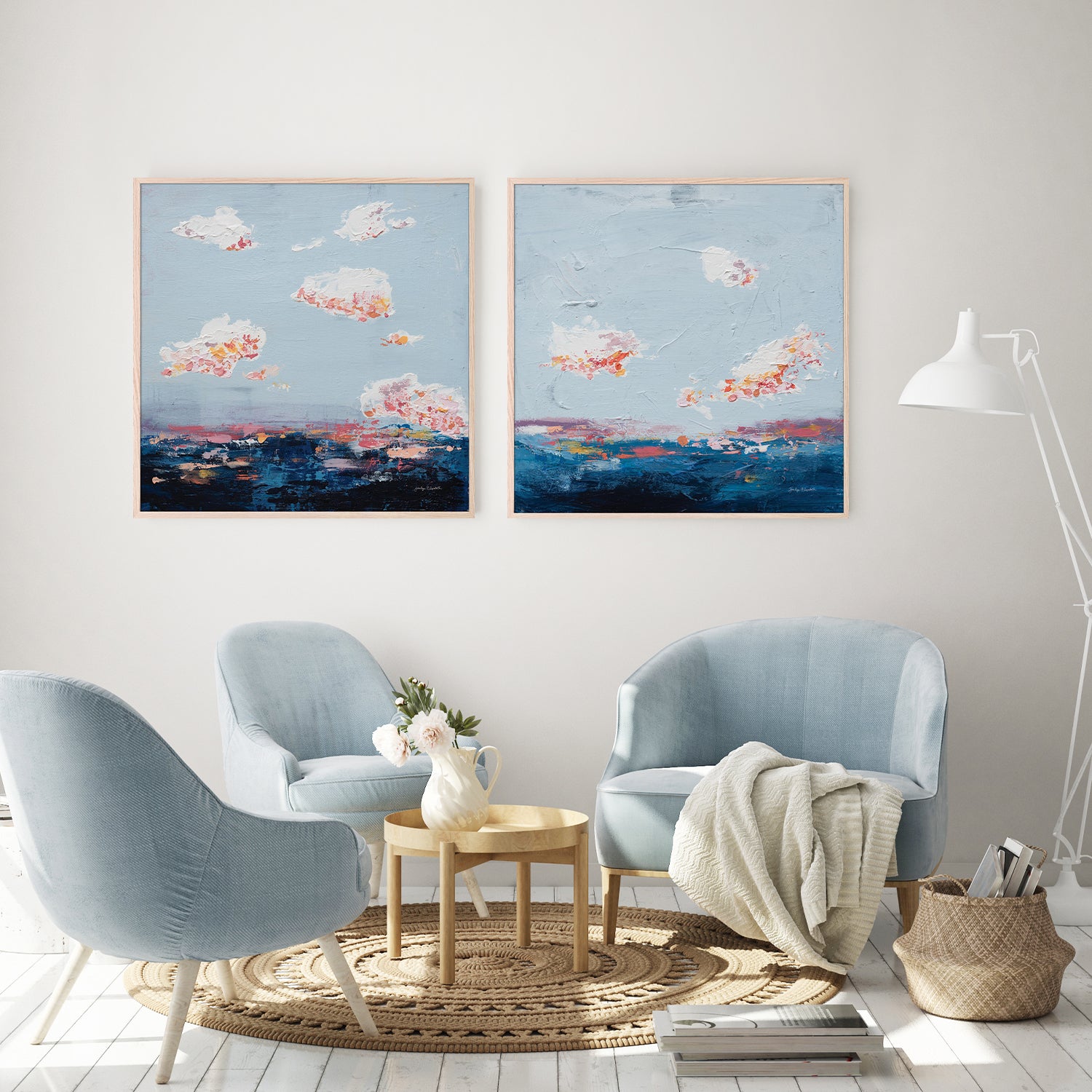 wall-art-print-canvas-poster-framed-The Horizon, Style A & B, Set Of 2-8
