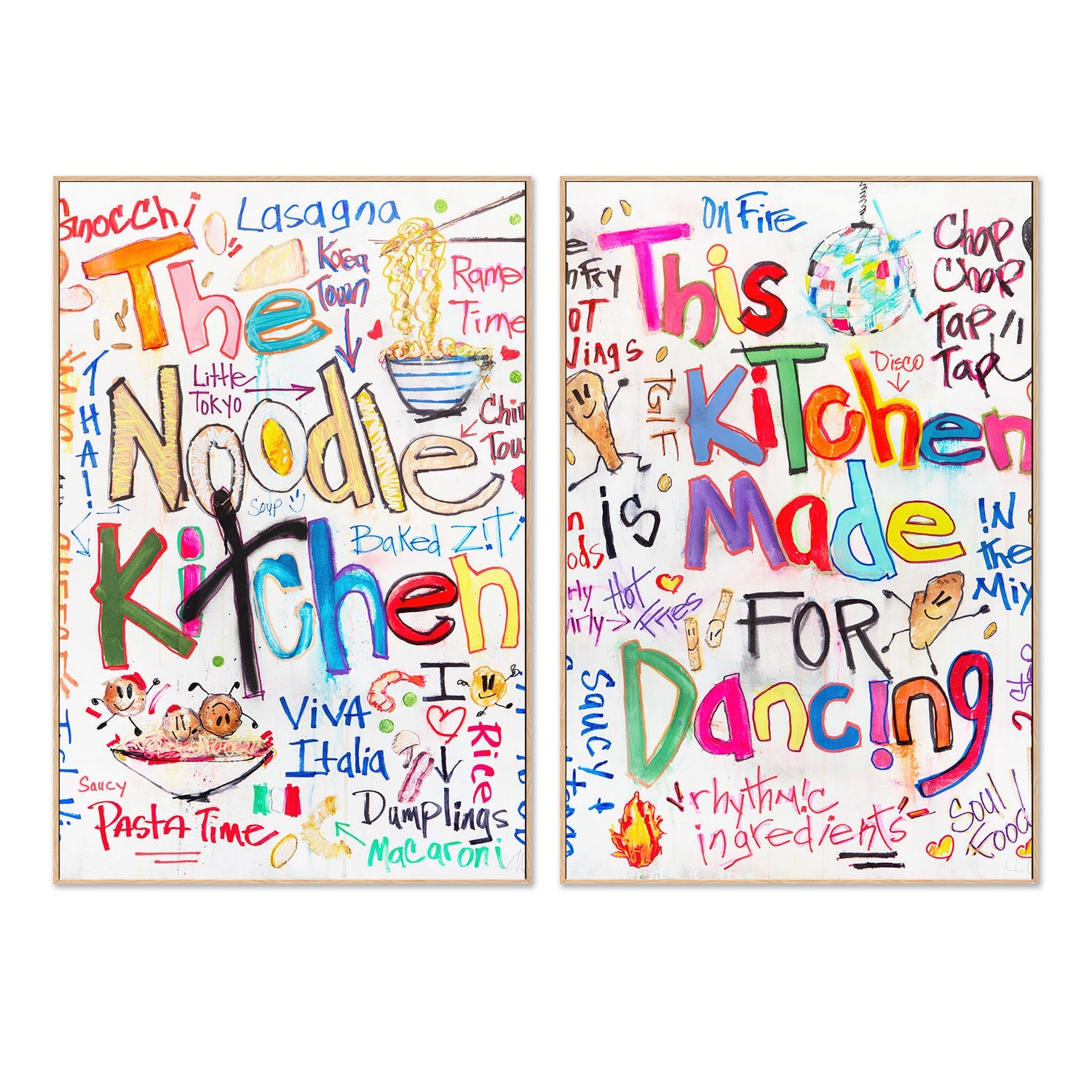 wall-art-print-canvas-poster-framed-The Noodle Kitchen & This Kitchen Is Made For Dancing, Set Of 2 , By Filippoloco-4