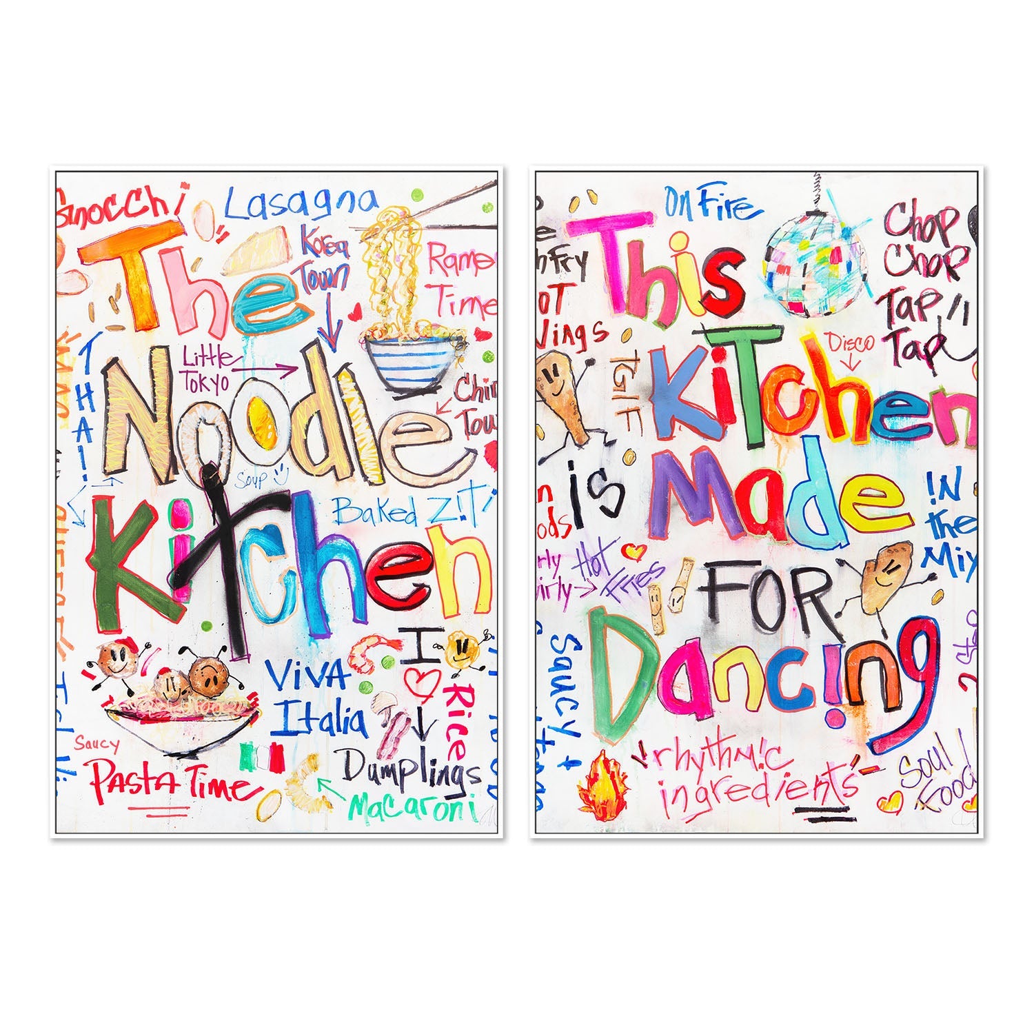 wall-art-print-canvas-poster-framed-The Noodle Kitchen & This Kitchen Is Made For Dancing, Set Of 2 , By Filippoloco-5