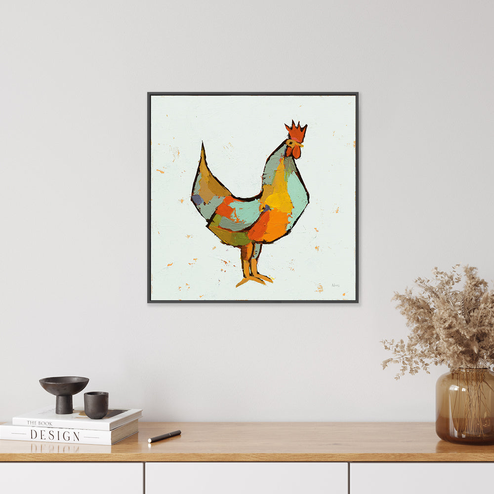 The Strutter On White , By Phyllis Adams Wall Art Print Framed Canvas