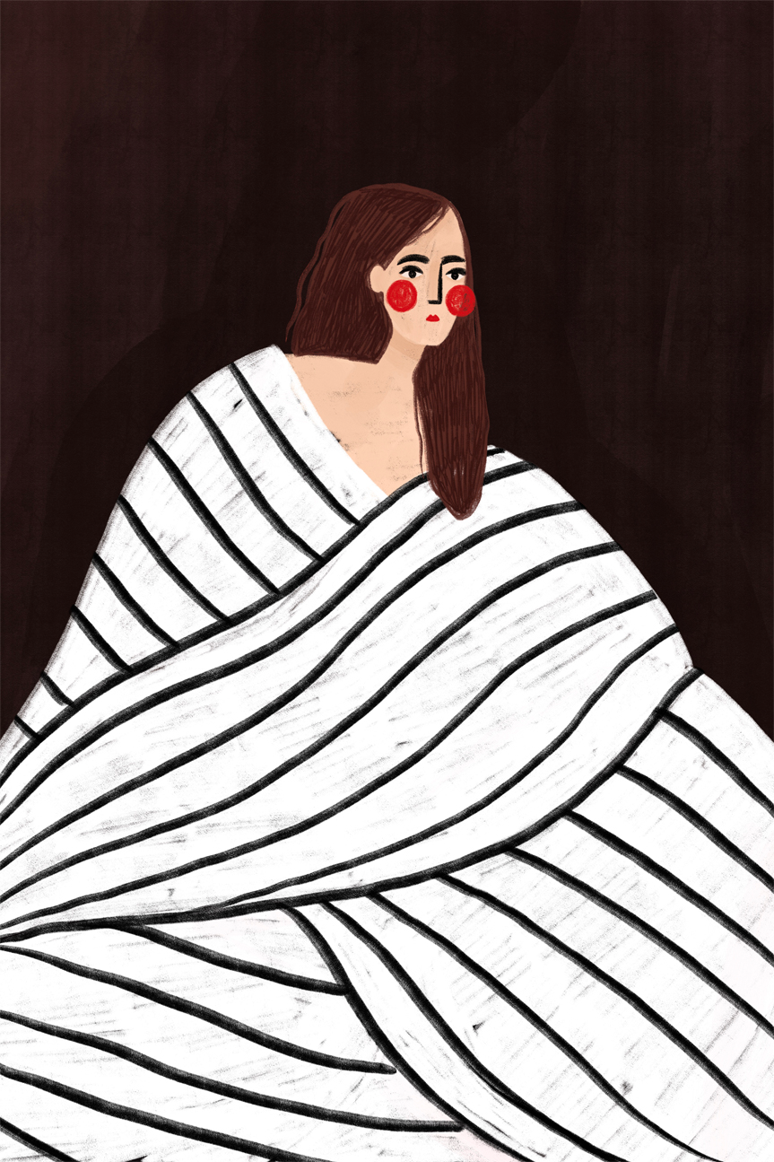 wall-art-print-canvas-poster-framed-The Woman With Black and White Stripes-1