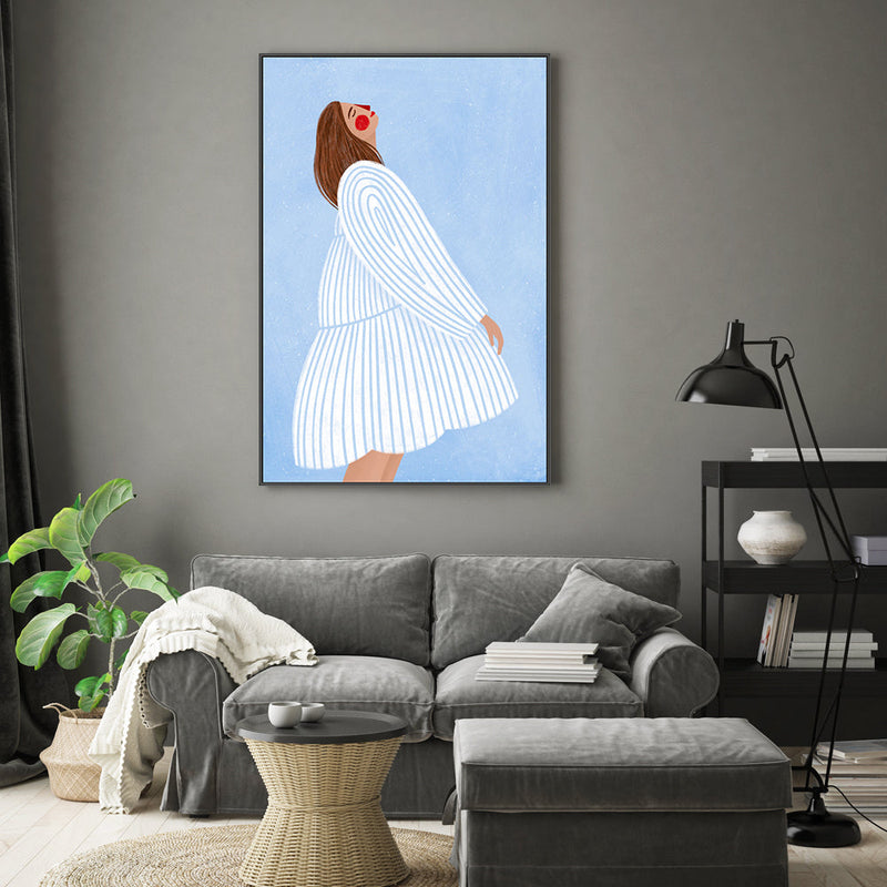 wall-art-print-canvas-poster-framed-The Woman With The Blue Stripes , By Bea Muller-7