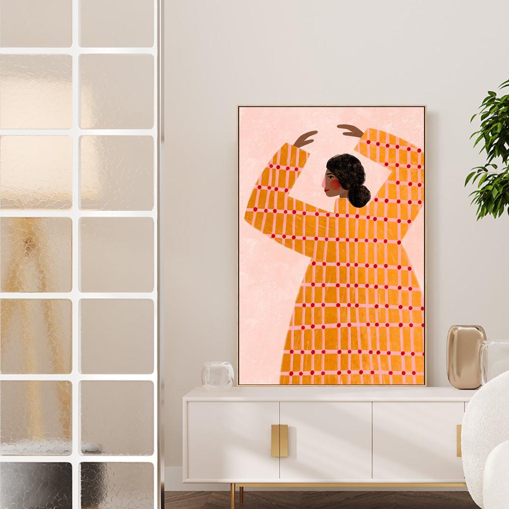 wall-art-print-canvas-poster-framed-The Woman With the Checked Dress-2