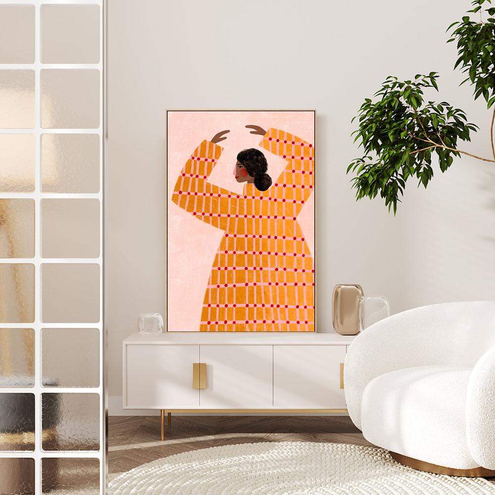 wall-art-print-canvas-poster-framed-The Woman With the Checked Dress-7