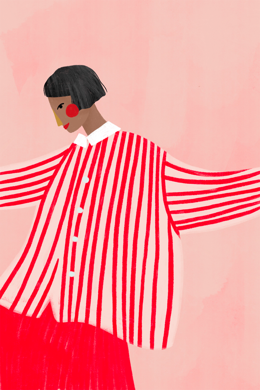 wall-art-print-canvas-poster-framed-The Woman With The Red Stripes , By Bea Muller-1