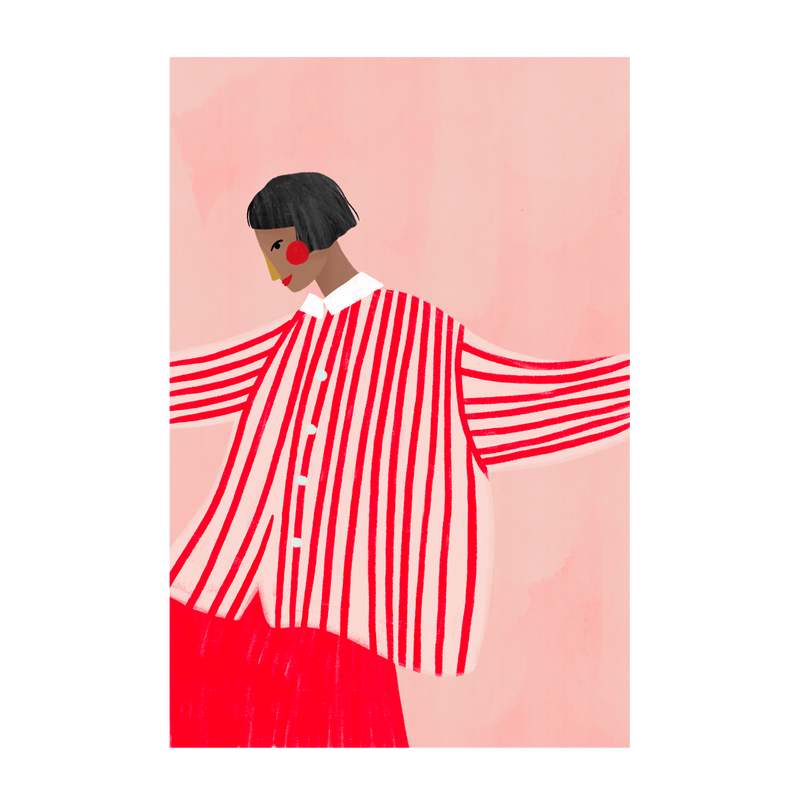wall-art-print-canvas-poster-framed-The Woman With The Red Stripes , By Bea Muller-1