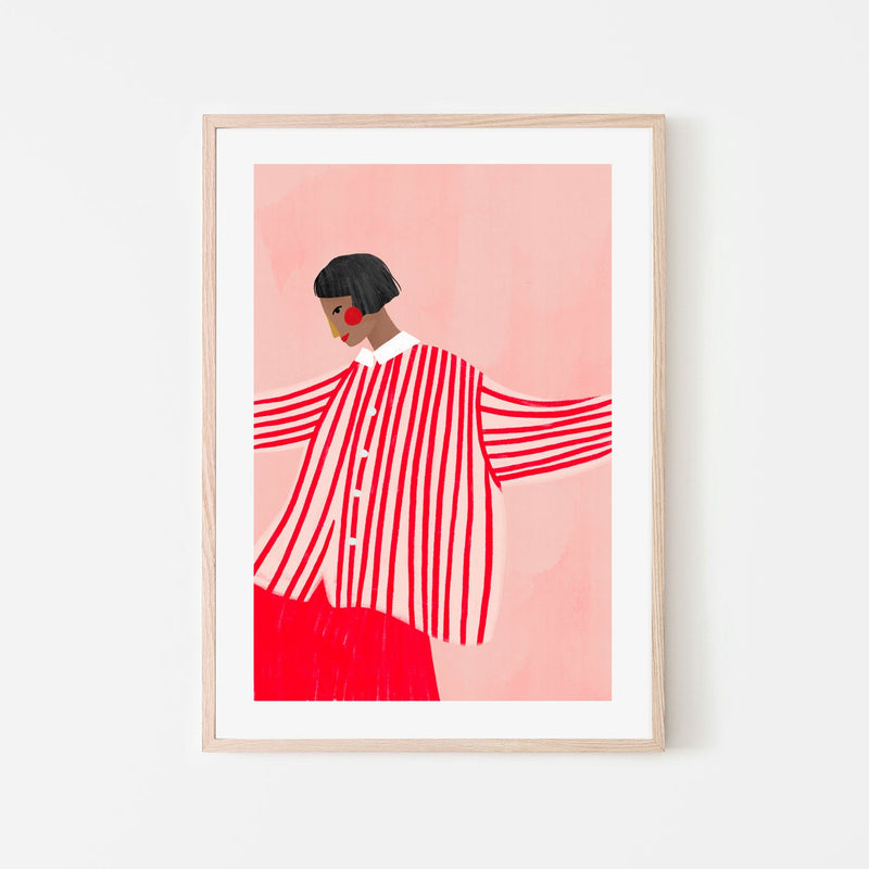 wall-art-print-canvas-poster-framed-The Woman With The Red Stripes , By Bea Muller-6