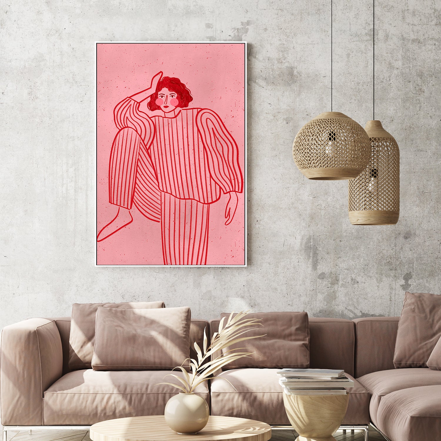 wall-art-print-canvas-poster-framed-The Woman With the Striped Pyjama-2