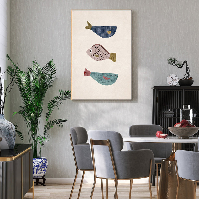 wall-art-print-canvas-poster-framed-Three Fish, Style B , By Emel Tunaboylu-GIOIA-WALL-ART