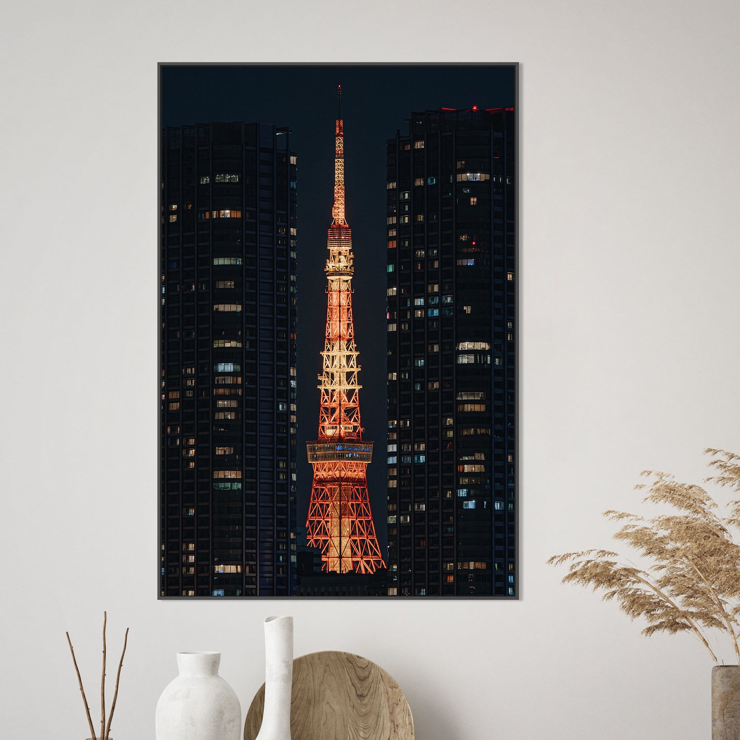 wall-art-print-canvas-poster-framed-Tokyo Tower: A Beacon in the Night-2