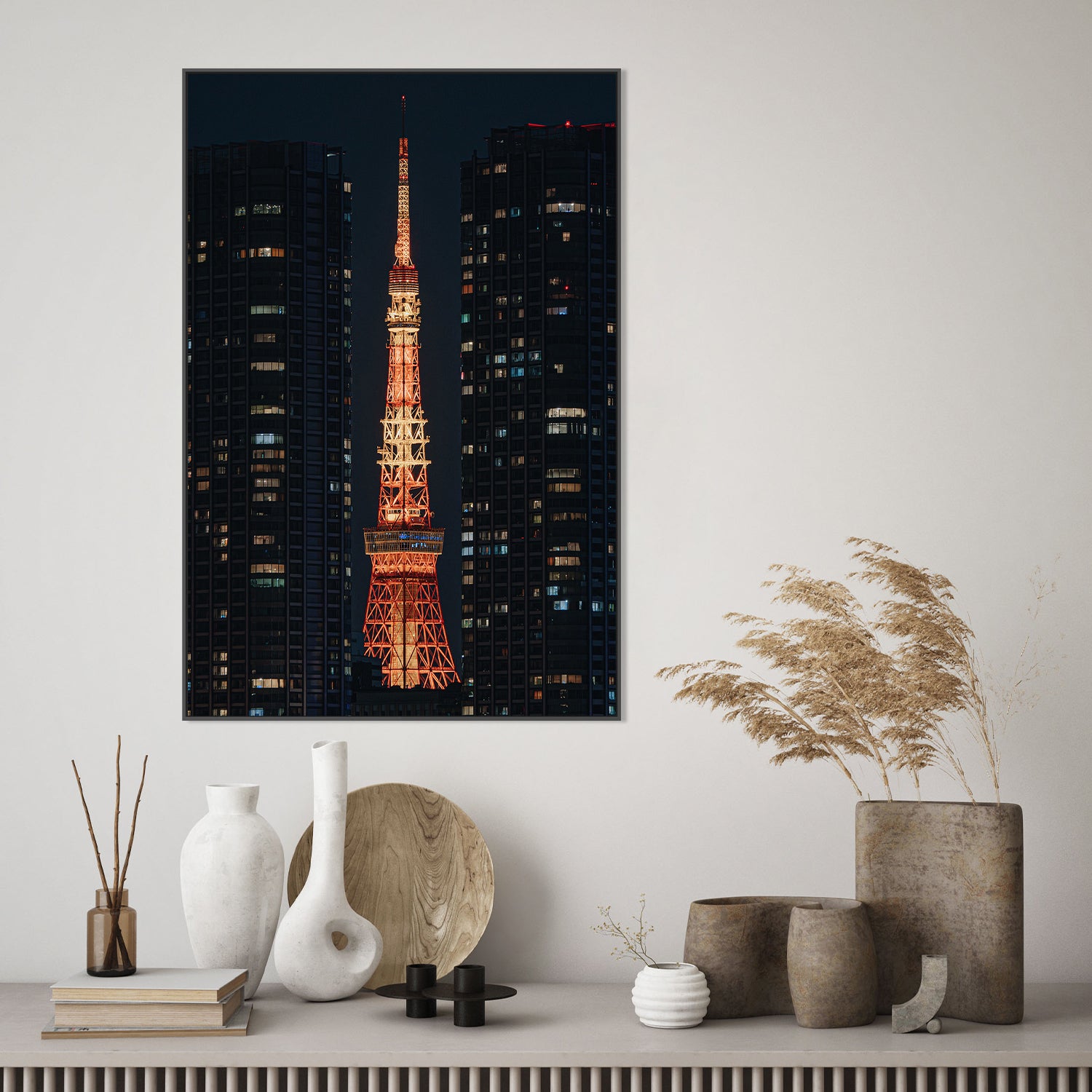 wall-art-print-canvas-poster-framed-Tokyo Tower: A Beacon in the Night-7