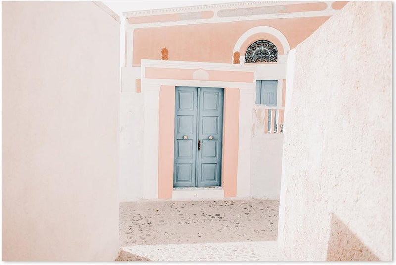 wall-art-print-canvas-poster-framed-Traditional Blue Door In Santorini-by-Gioia Wall Art-Gioia Wall Art