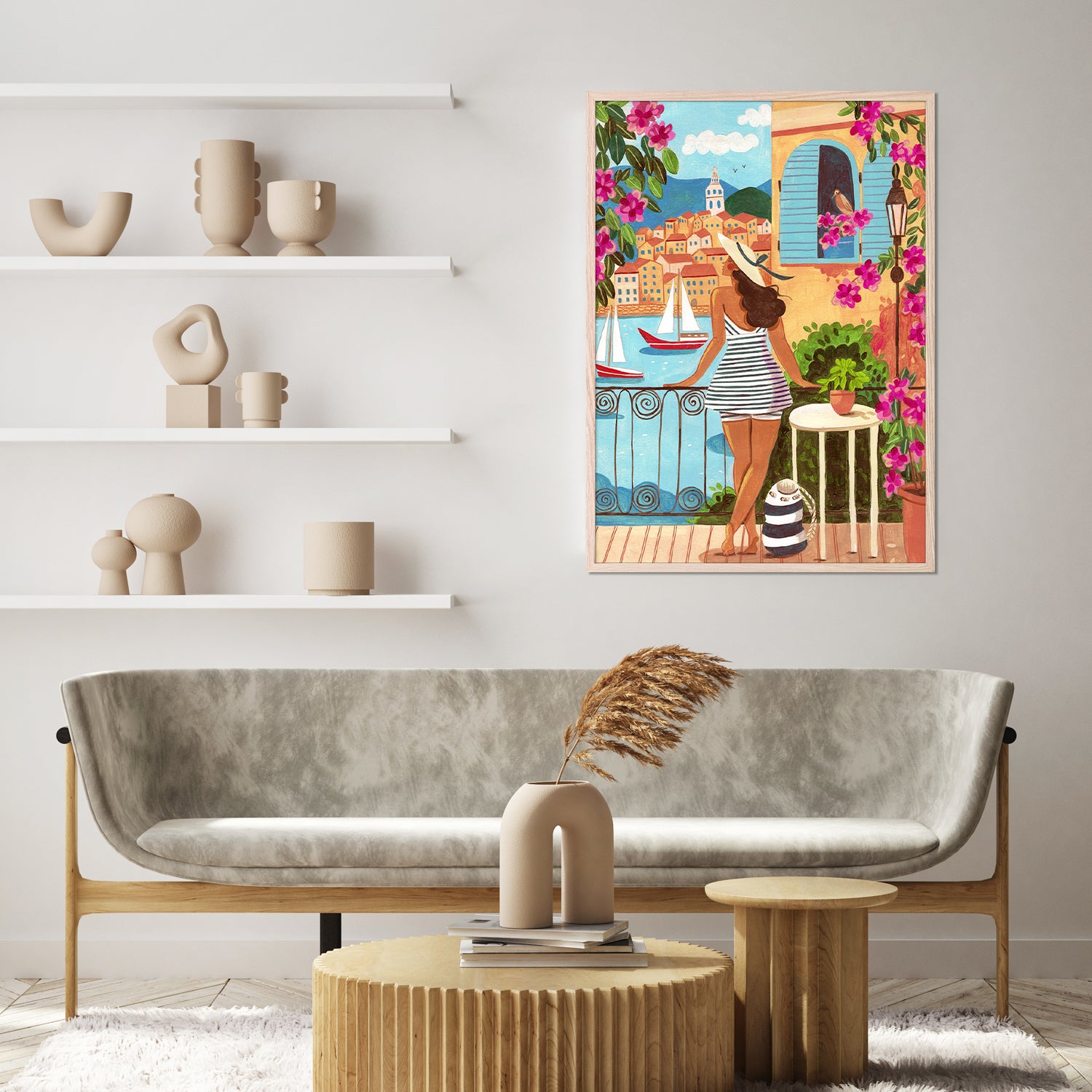 wall-art-print-canvas-poster-framed-Travel poster woman in Saint-Tropez-9