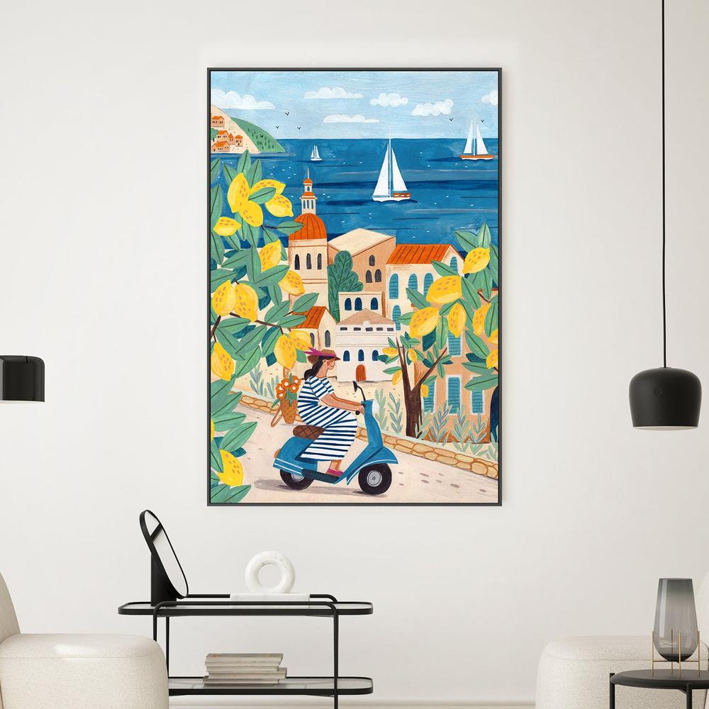 wall-art-print-canvas-poster-framed-Travel poster woman on the Amalfi coast, Italy-7