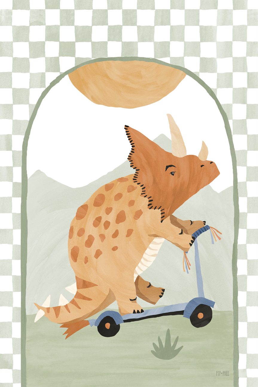 wall-art-print-canvas-poster-framed-Triceratops Scooter Arch , By Pip and Phee-1
