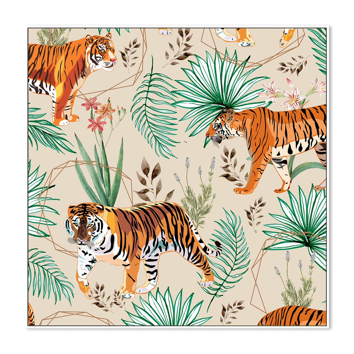 wall-art-print-canvas-poster-framed-Tropical and Tigers-5