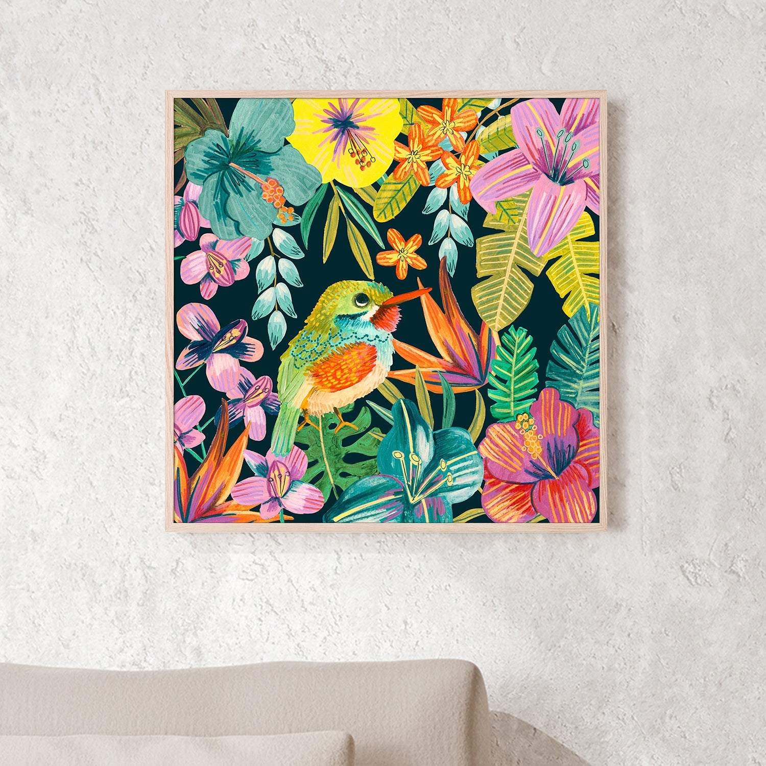 wall-art-print-canvas-poster-framed-Tropical Bird, Style A-2