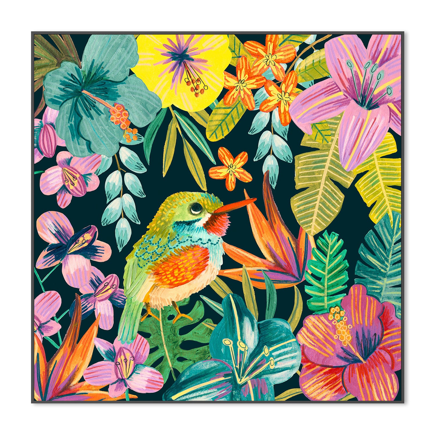 wall-art-print-canvas-poster-framed-Tropical Bird, Style A-3