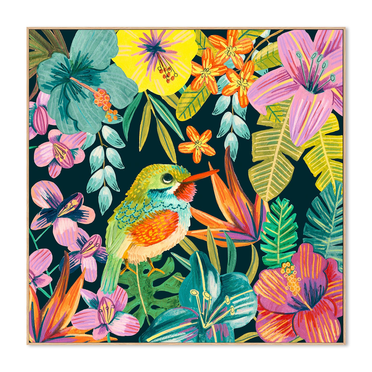 wall-art-print-canvas-poster-framed-Tropical Bird, Style A-4