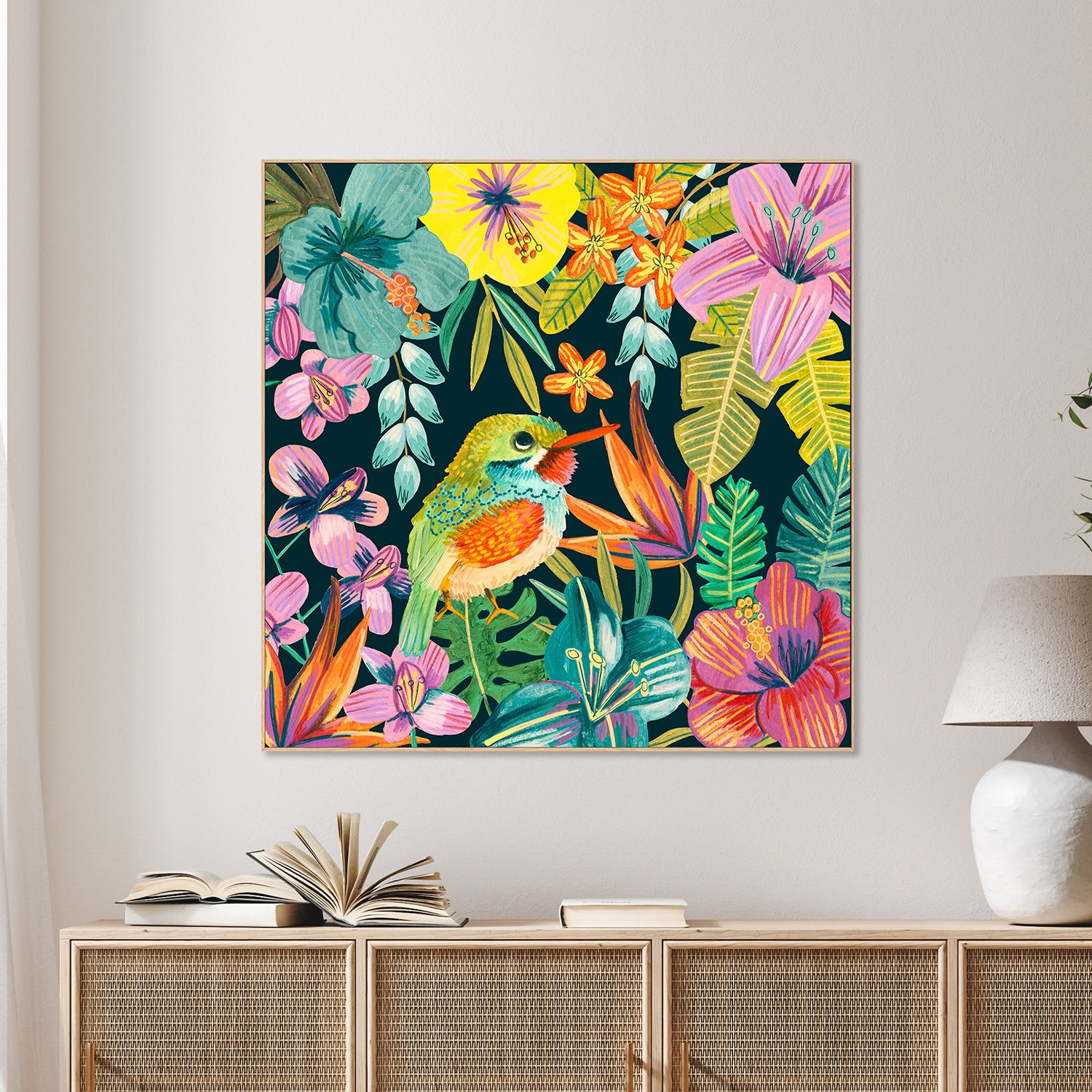 wall-art-print-canvas-poster-framed-Tropical Bird, Style A-7