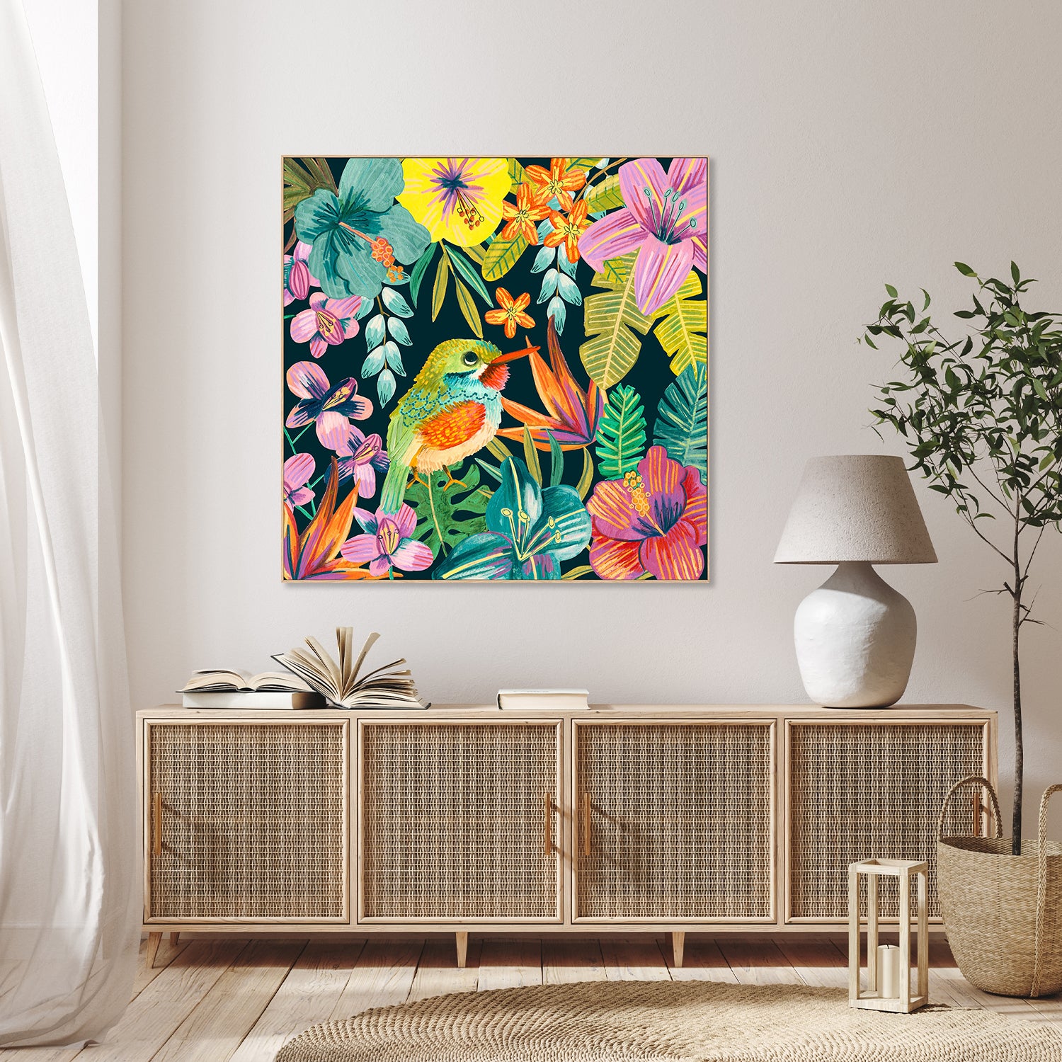 wall-art-print-canvas-poster-framed-Tropical Bird, Style A-8
