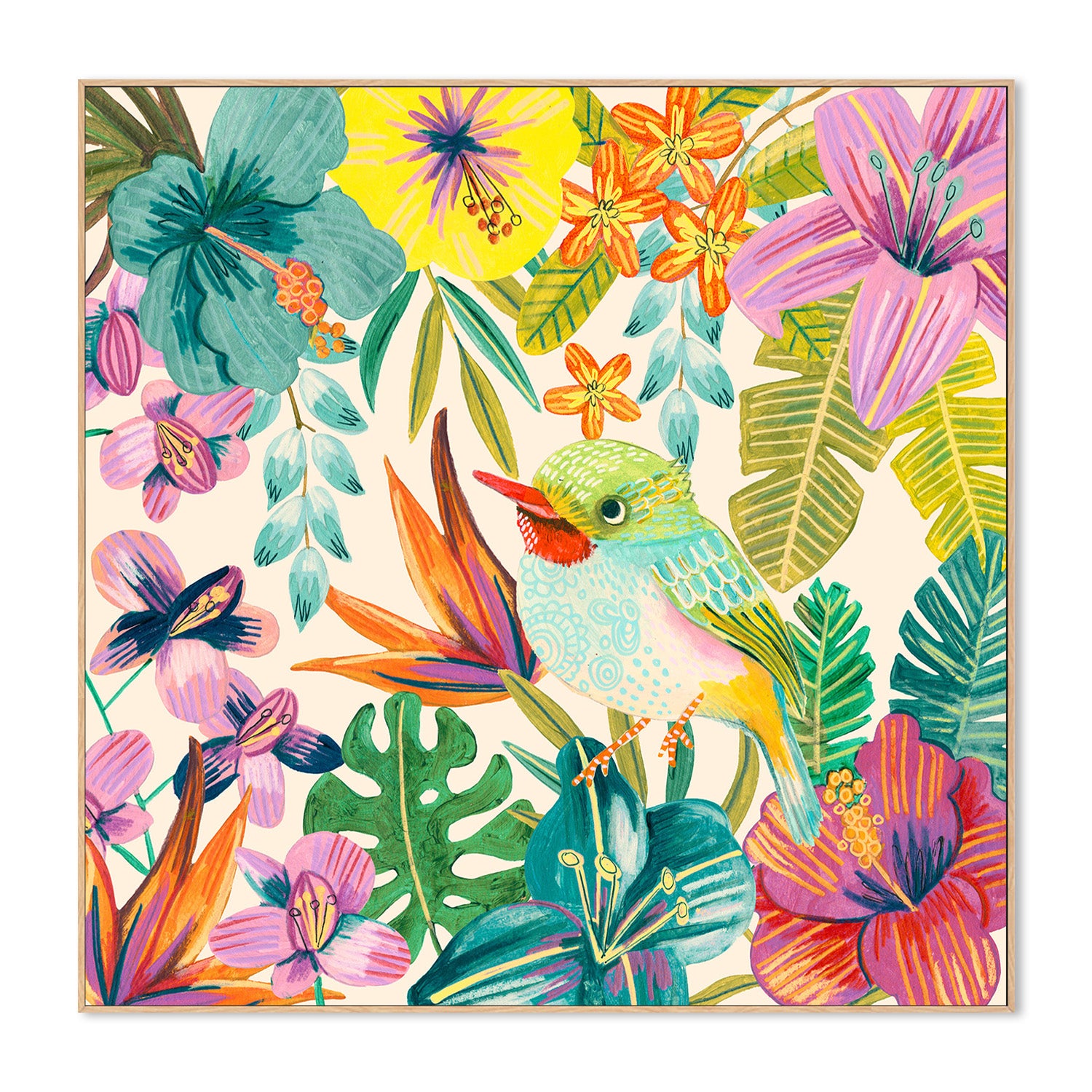 wall-art-print-canvas-poster-framed-Tropical Bird, Style B-4