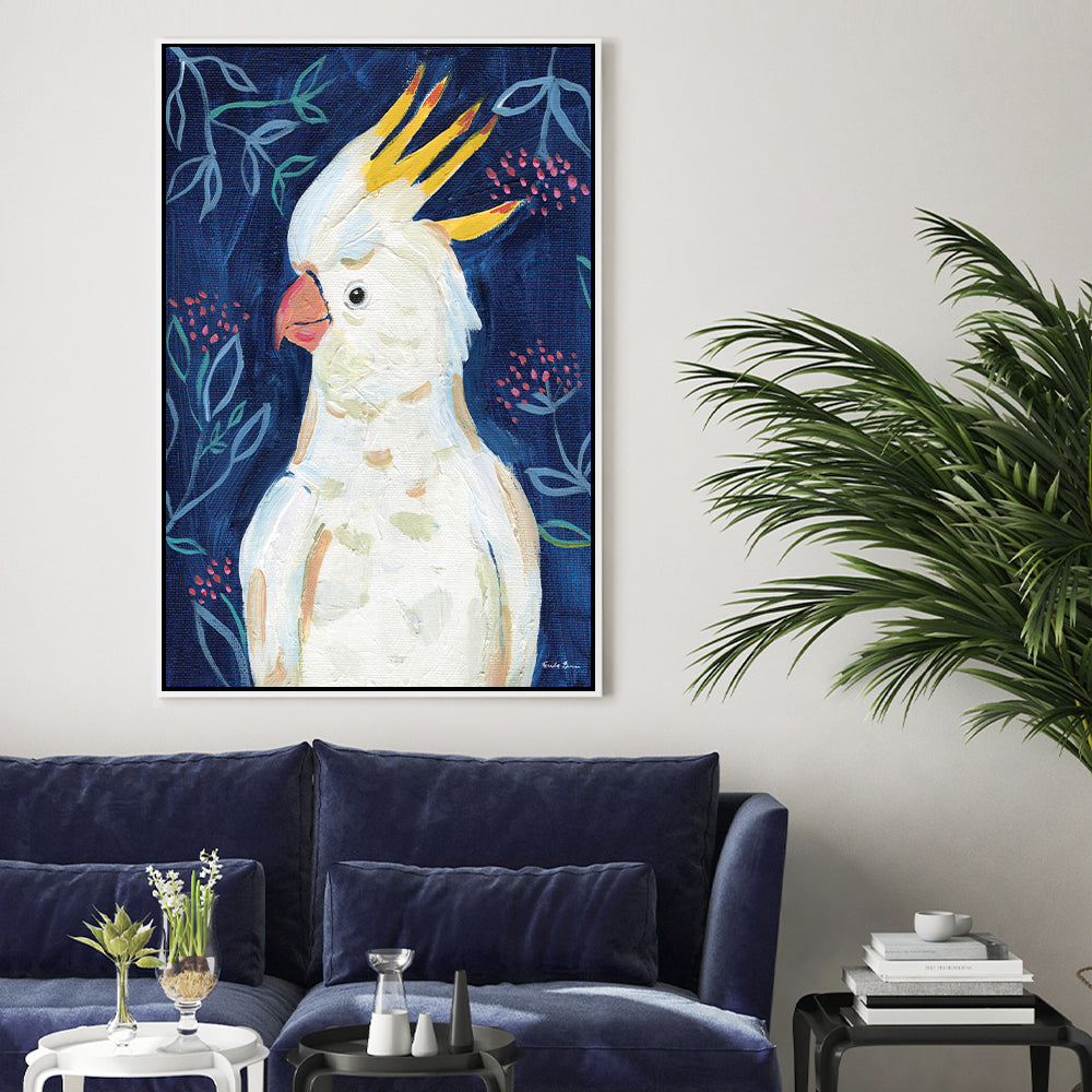 Tropical Cockatoo , By Farida Zaman Wall Art Print Framed Canvas