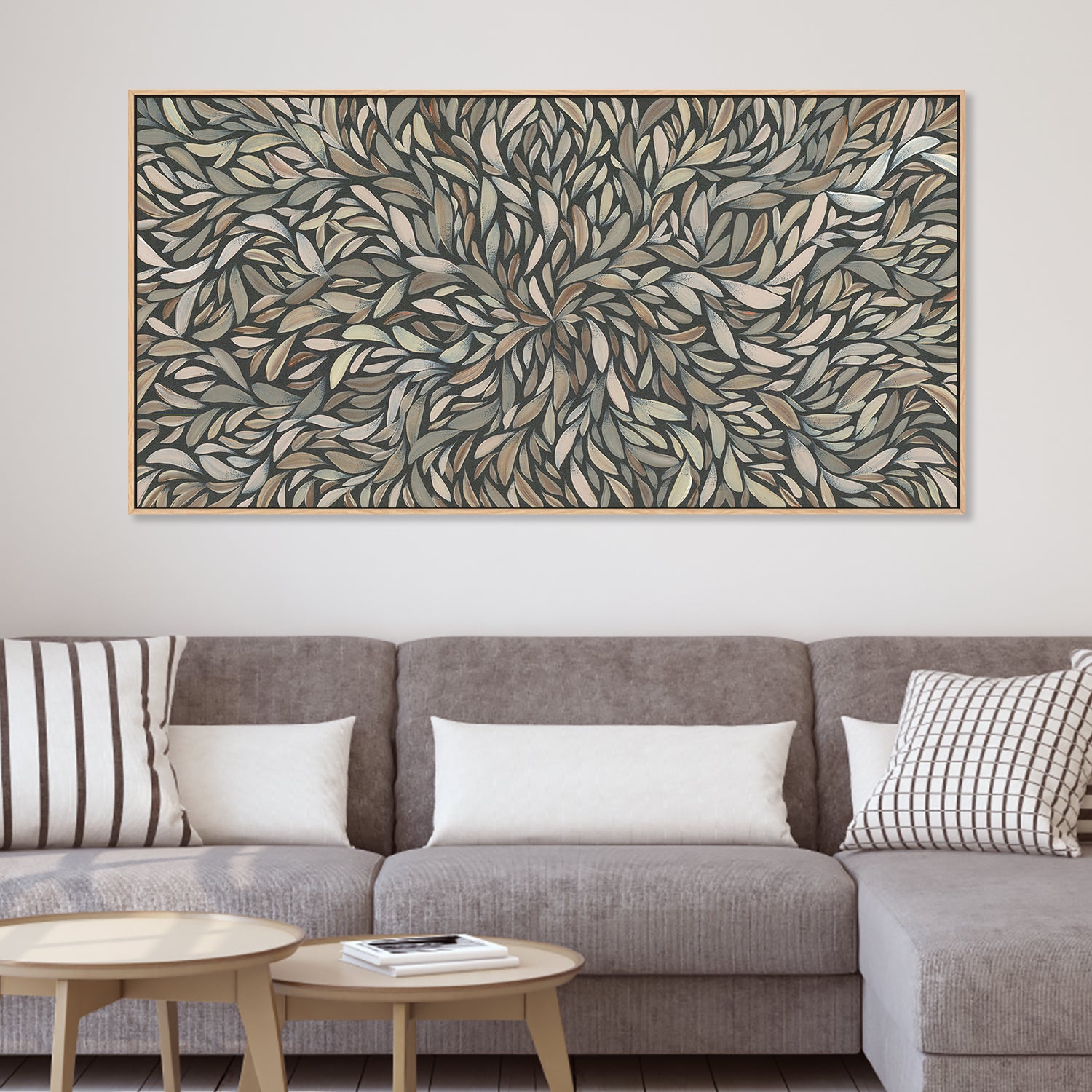 wall-art-print-canvas-poster-framed-Tumbetin Baibaiye, Healing Leaves, Brown Cream and Grey , By Emma Rigney-2