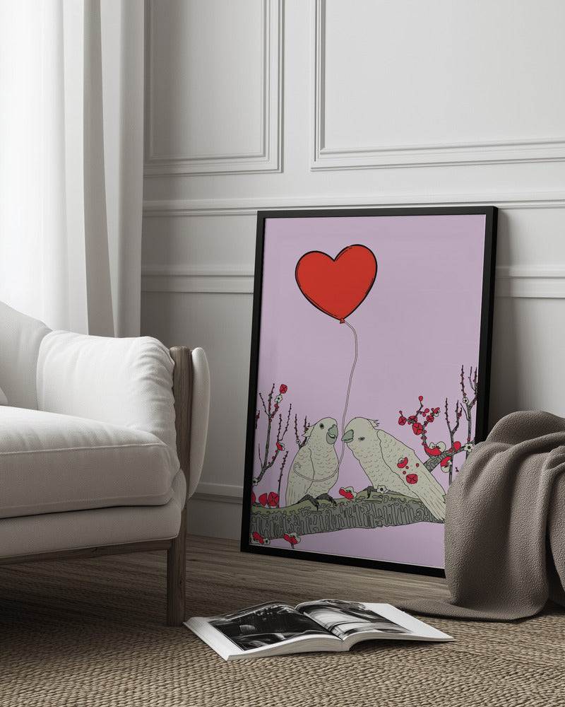 wall-art-print-canvas-poster-framed-Two Birds Perched On A Branch-10
