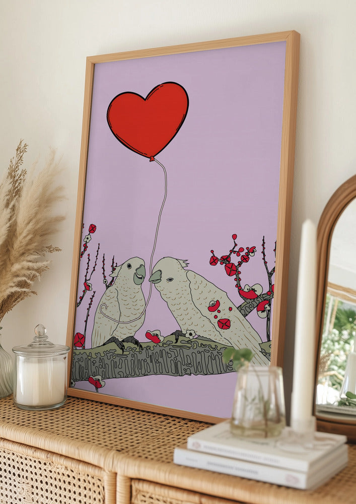 wall-art-print-canvas-poster-framed-Two Birds Perched On A Branch-11