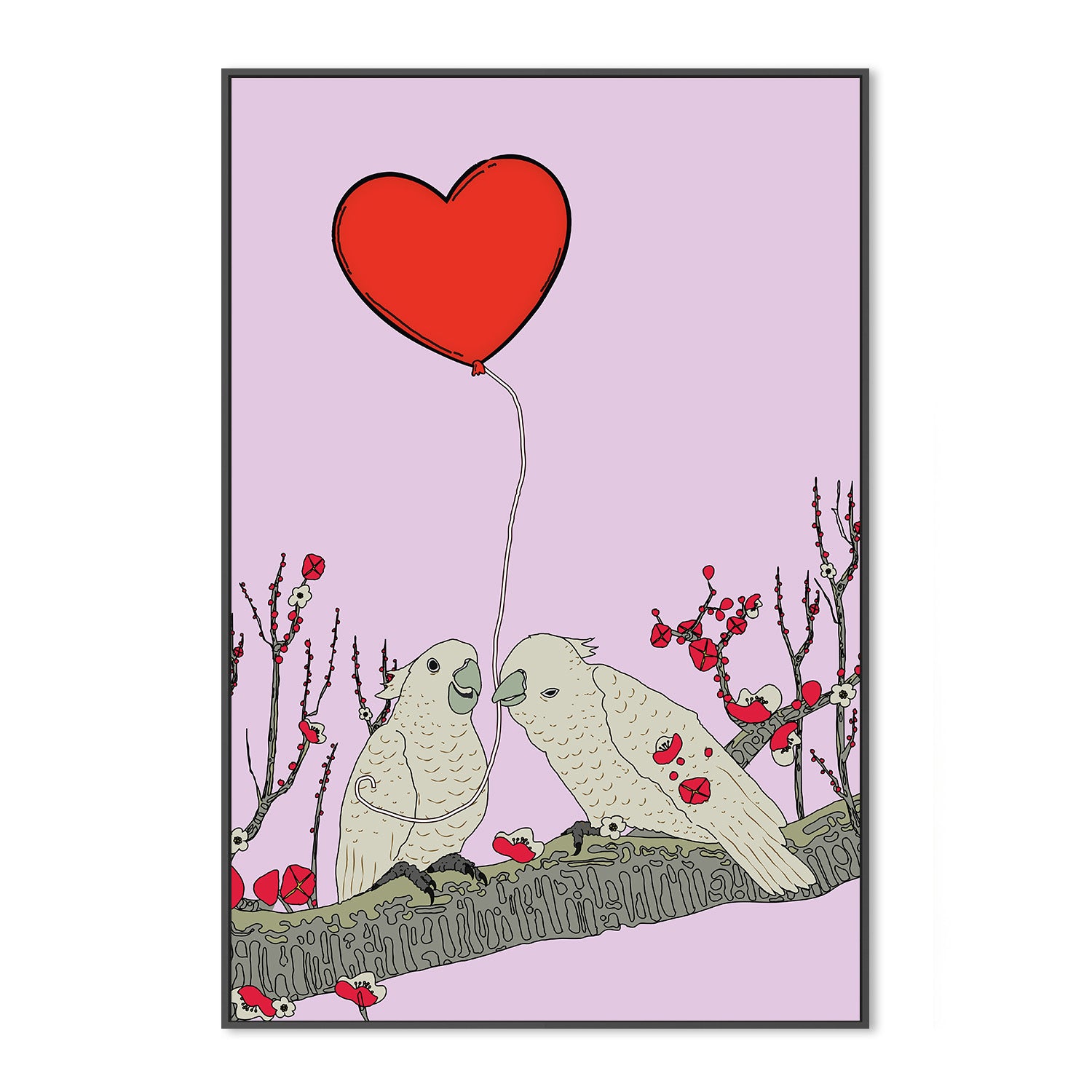 wall-art-print-canvas-poster-framed-Two Birds Perched On A Branch-3