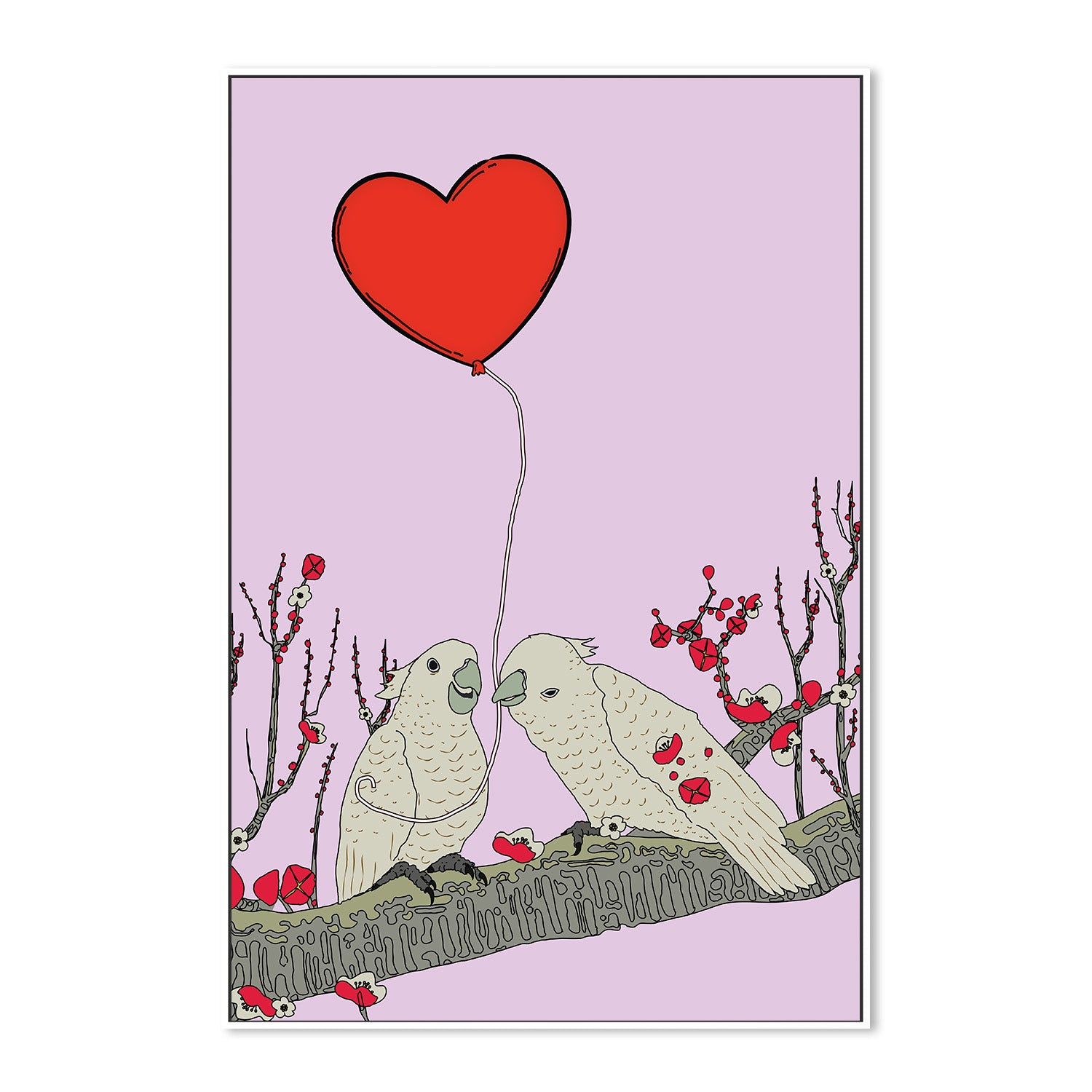 wall-art-print-canvas-poster-framed-Two Birds Perched On A Branch-5