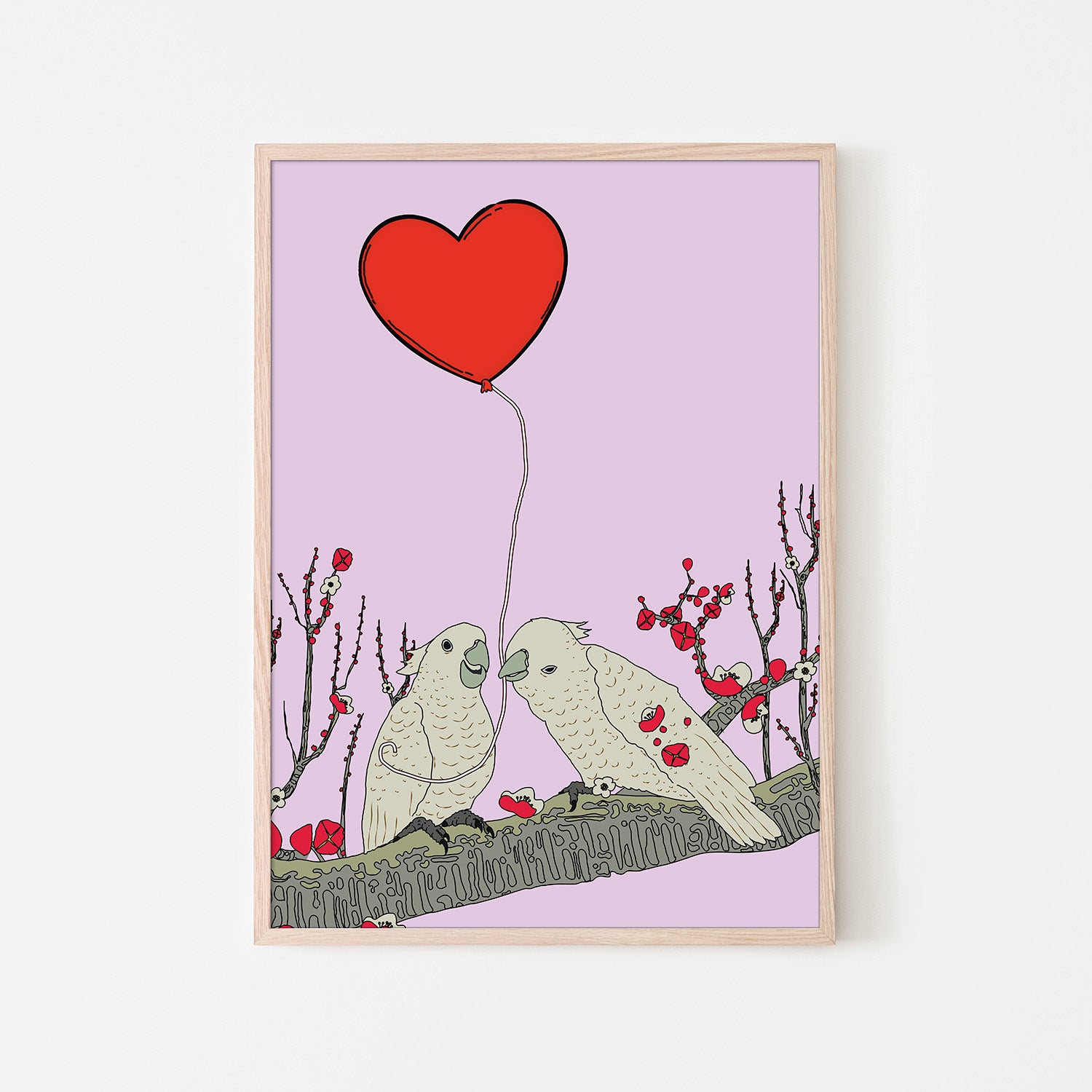 wall-art-print-canvas-poster-framed-Two Birds Perched On A Branch-6