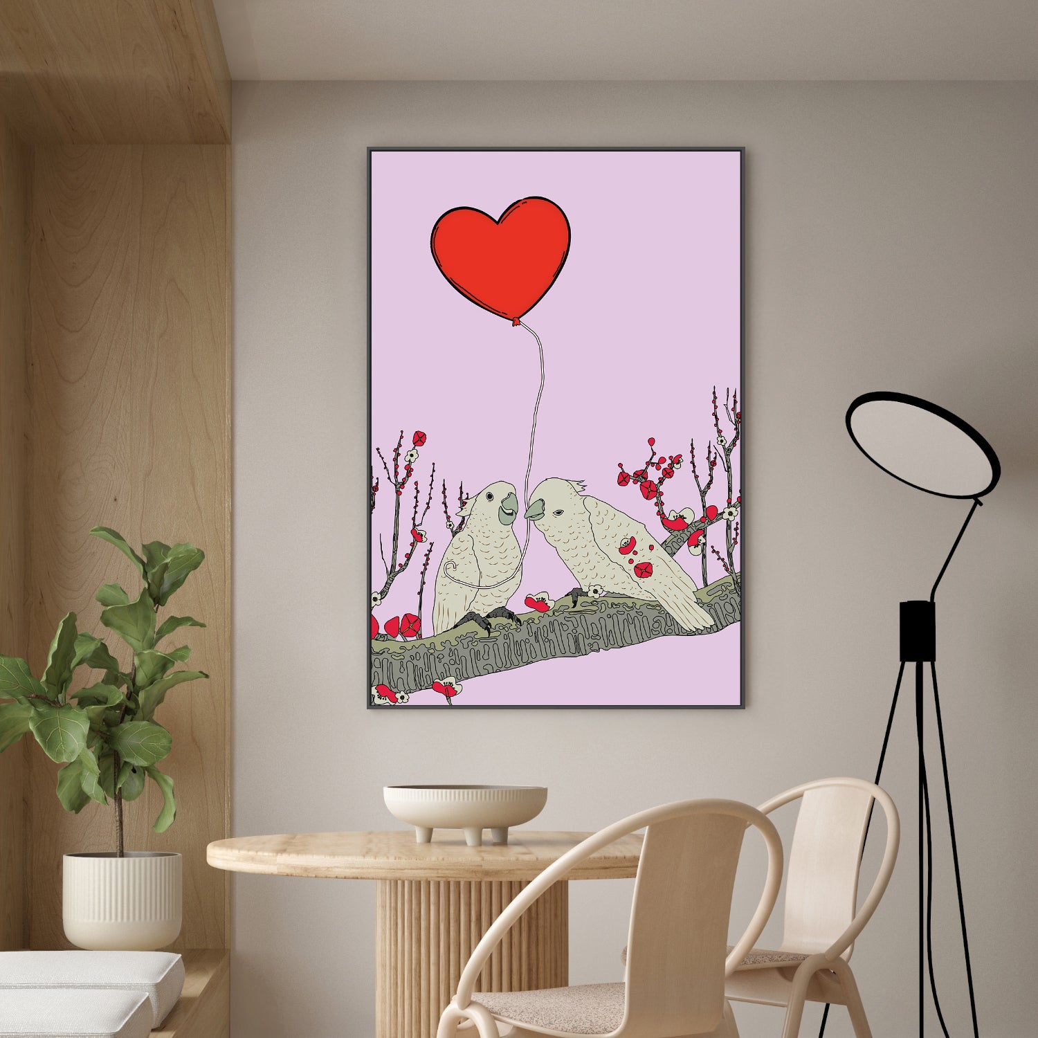 wall-art-print-canvas-poster-framed-Two Birds Perched On A Branch-7
