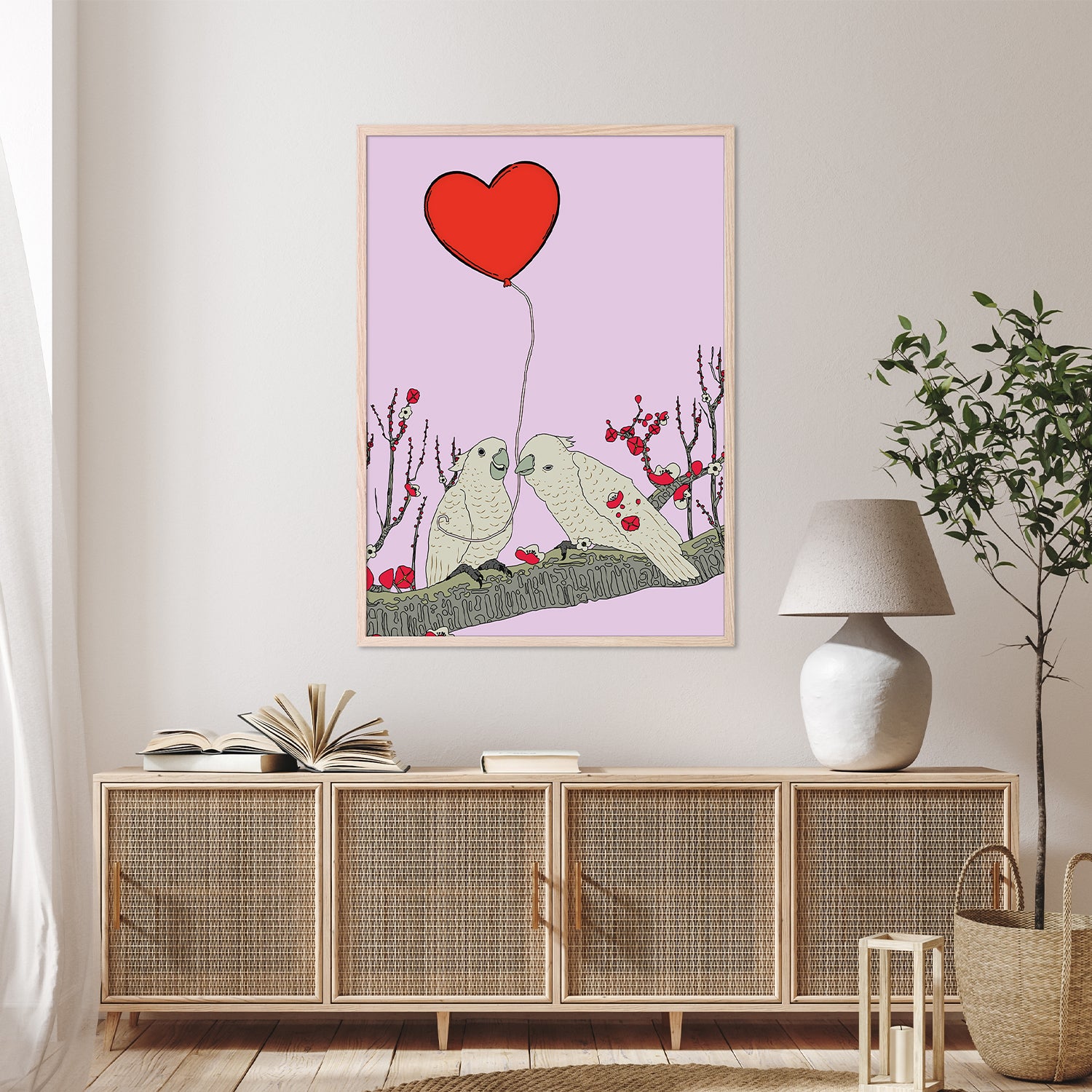 wall-art-print-canvas-poster-framed-Two Birds Perched On A Branch-9