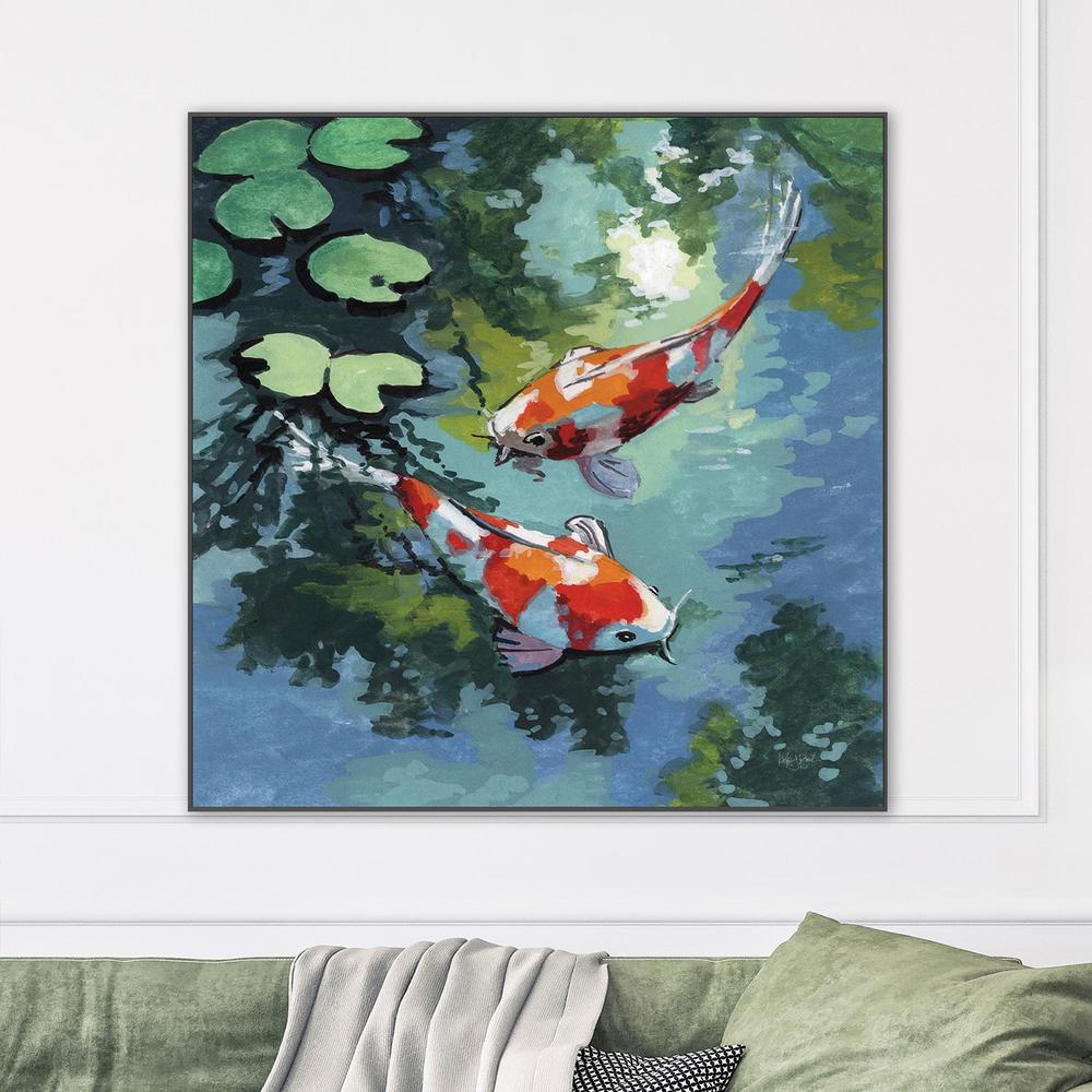 wall-art-print-canvas-poster-framed-Two Koi Fish In Pond-2