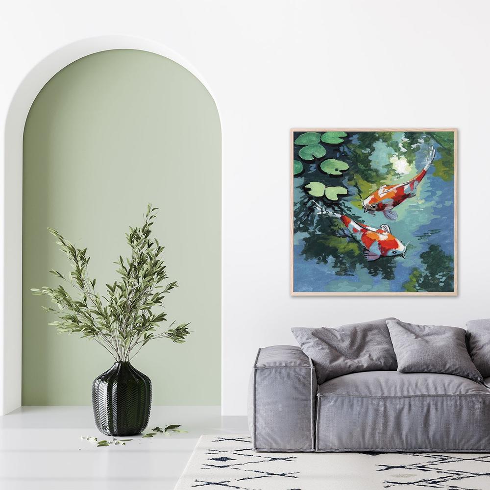 wall-art-print-canvas-poster-framed-Two Koi Fish In Pond-8